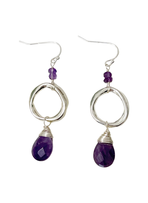 Amethyst & Silver Teardrop Earrings for Women - Elegant Dangle Drop Jewelry for Party, Wedding & Special Occasions