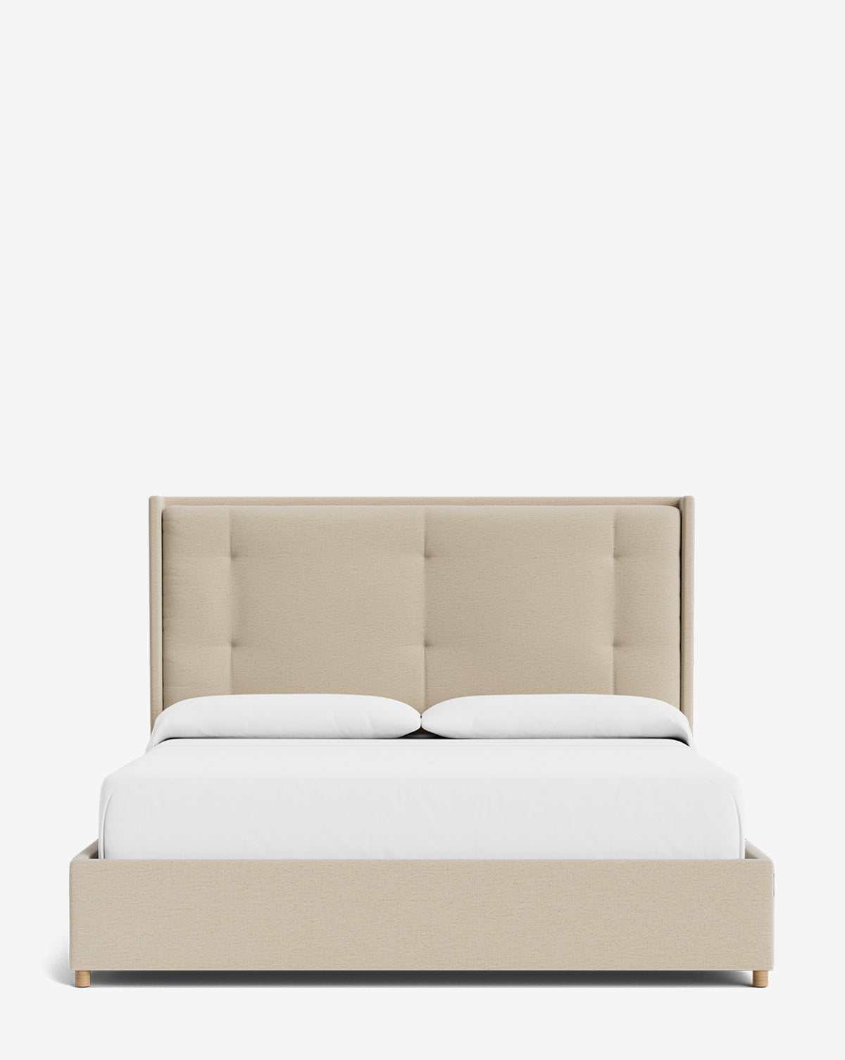 Luxury Ria Upholstered Bed Frame - Queen Size Platform Bed with Soft Fabric Headboard - Modern Bedroom Furniture for Master & Guest Rooms