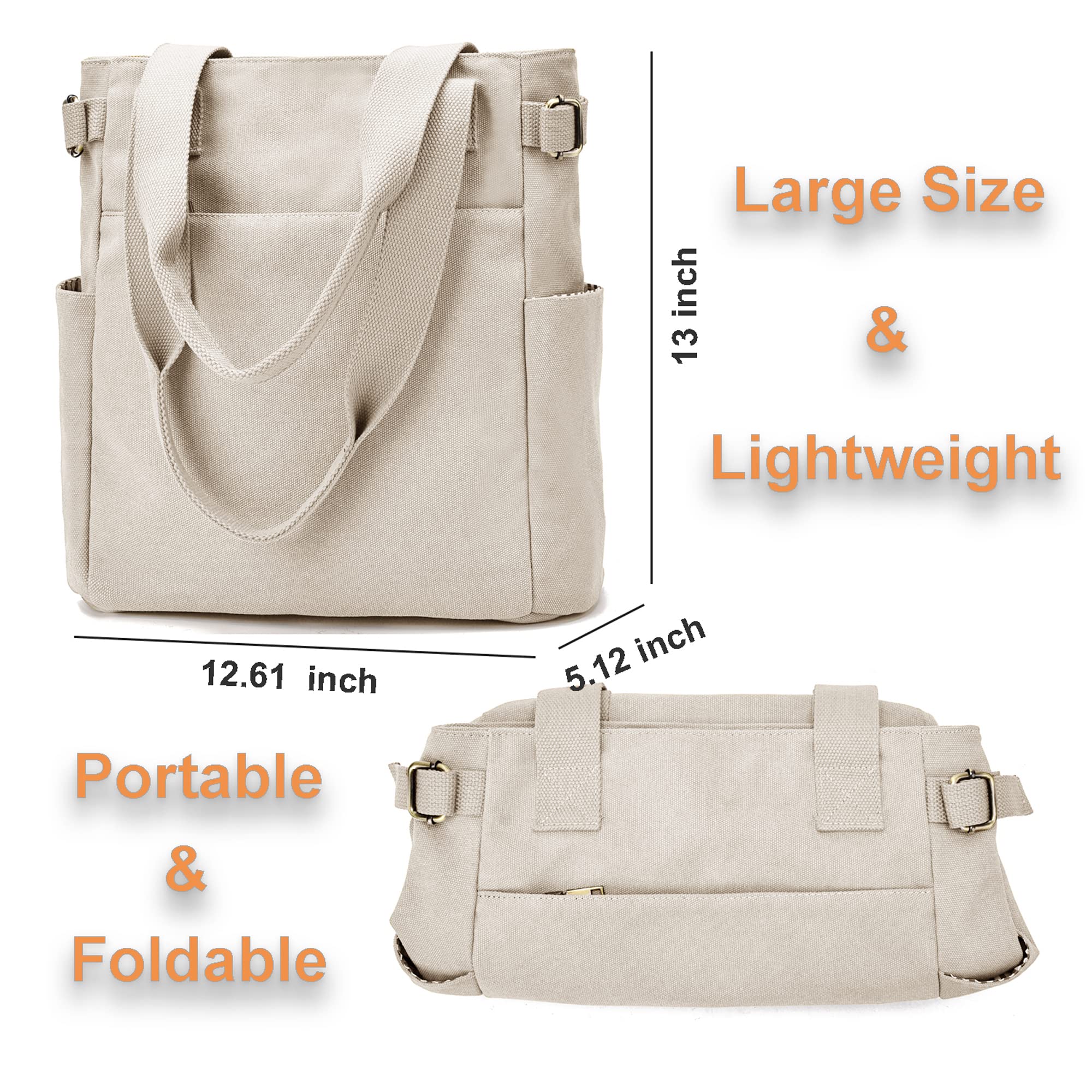 Stylish Canvas Tote Bags for Women - Lightweight Shoulder Handbag with Multiple Pockets & Top Handle | Perfect for Work, Shopping, Beach & Everyday Use