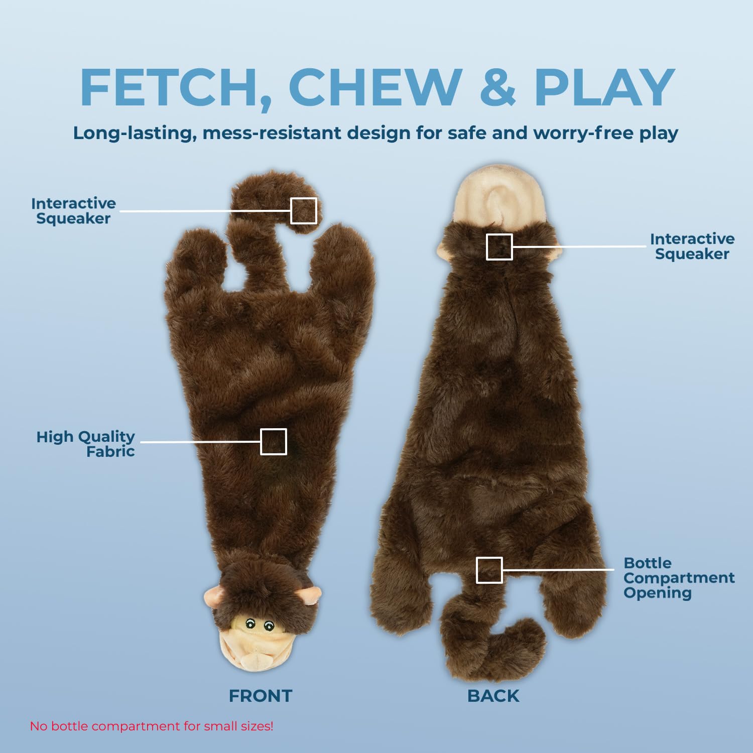 2-in-1 Squeaky Dog Toy for Small Medium Large Pets - Indoor Play with Plastic Bottle | Monkey Design