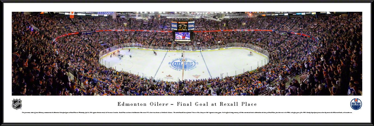 Edmonton Oilers Final Game at Rexall Place - NHL Panoramic Wall Art Poster | Hockey Room Decor & Man Cave Gift by Blakeway Panoramas | Perfect for Sports Fans & Hockey Memorabilia Collectors