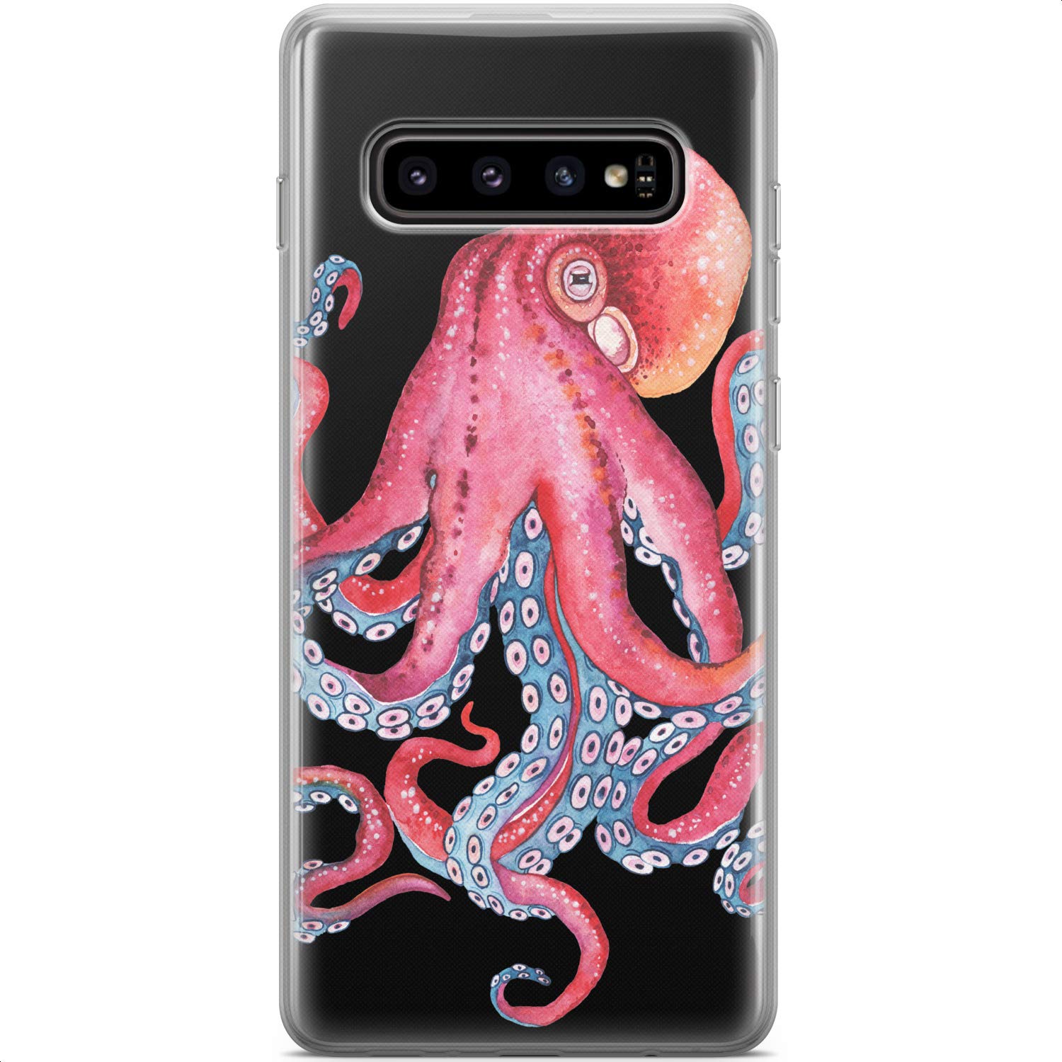 Samsung Galaxy S24 S23 Ultra S22 5G Plus S21 FE S20 S10 Phone Case - Flexible Silicone Cover with Kraken Octopus Tentacle Design | Clear, Lightweight, Slim Protective Case for Everyday Use & Outdoor Activities