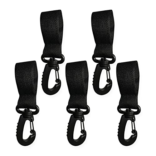 **5-Pack Multipurpose Stroller Hooks – 360° Swivel Velcro Hanging Hooks for Strollers, Shopping Carts, Wallets & Bags – Durable Black Stroller Accessories for Parents & Travelers**