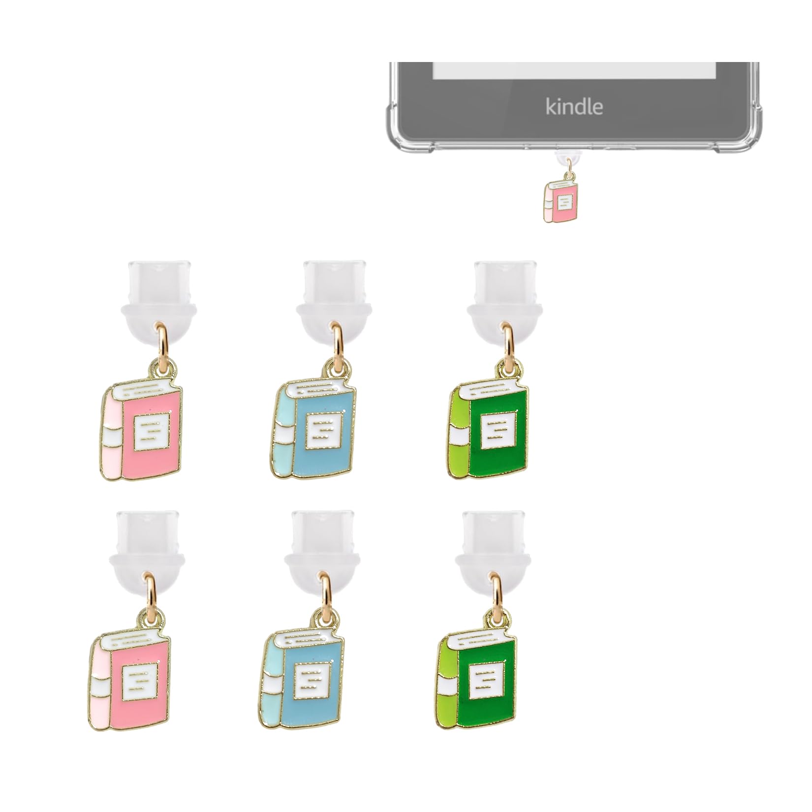 6-Pack Cute Book Dust Plugs for Kindle Paperwhite 2021 - Type C/USB C Port Protectors | Perfect for Reading, Travel & Device Protection