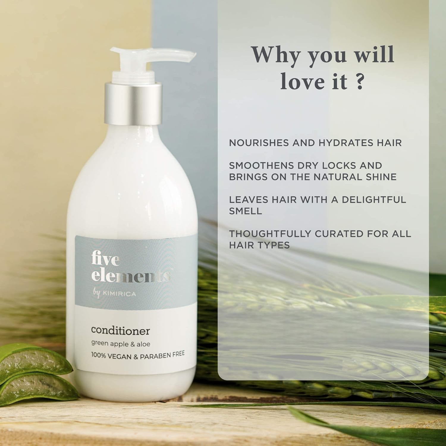 Green Apple & Aloe Vera Shampoo and Conditioner Set - Vegan, Paraben & SLS Free Hair Care Duo (300ml x 2) for Hydration & Shine - Perfect for Daily Use at Home, Gym, or Travel