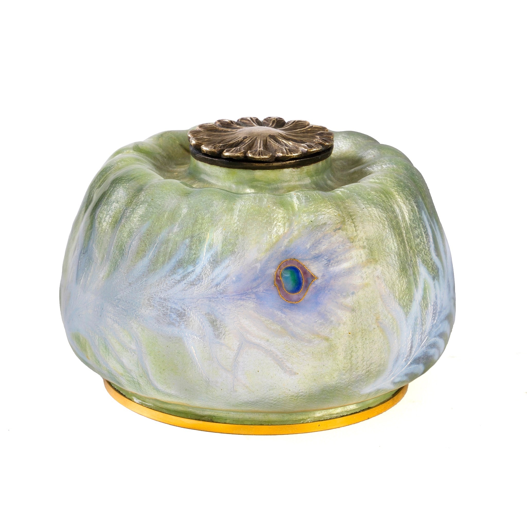 Eugène Feuillâtre Art Nouveau Poppy Inkwell - Vintage Glass Inkwell with Floral Design for Calligraphy, Letter Writing & Desk Decor - Perfect for Writers, Collectors & Antique Lovers