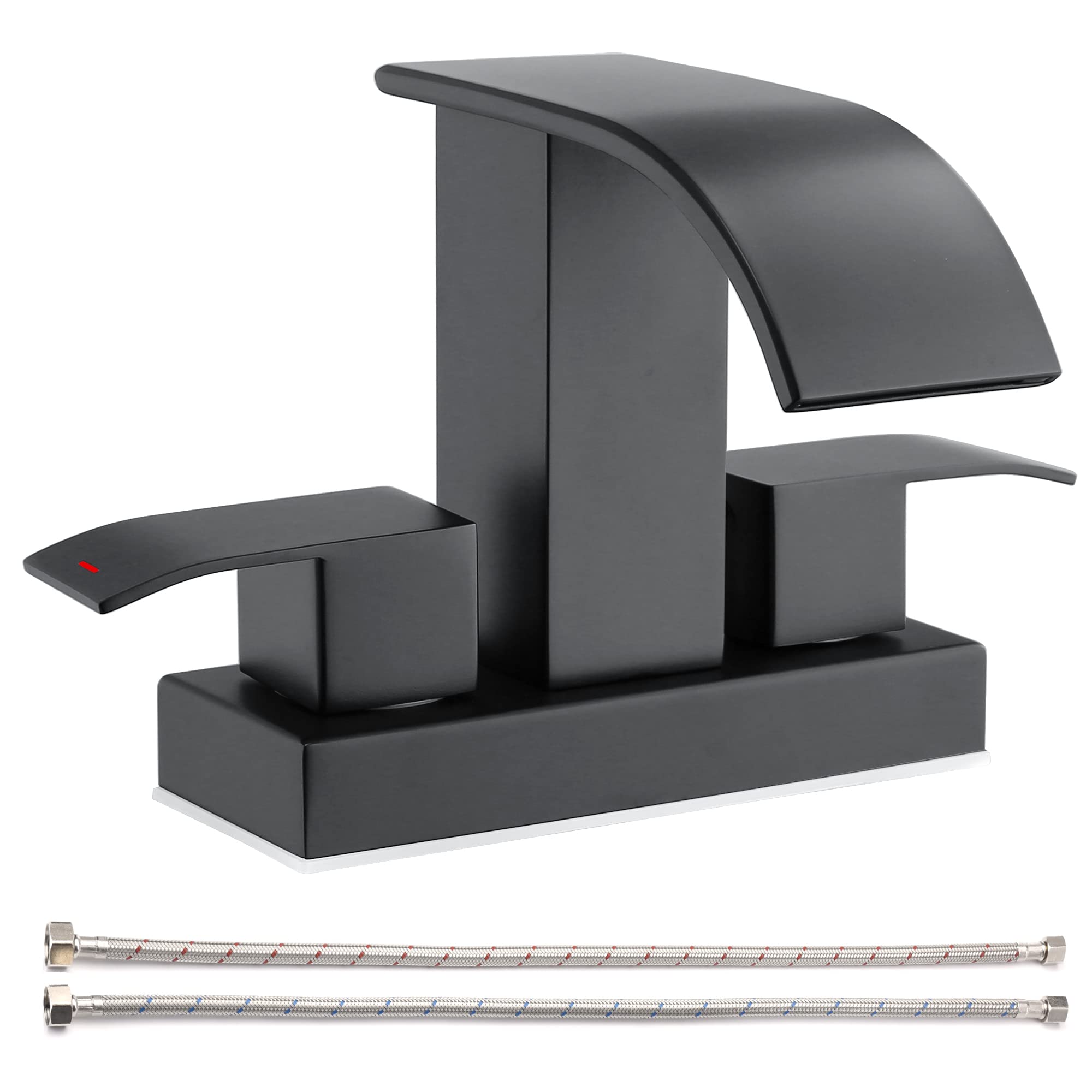 Matte Black Waterfall Bathroom Faucet - 2 Handle 4