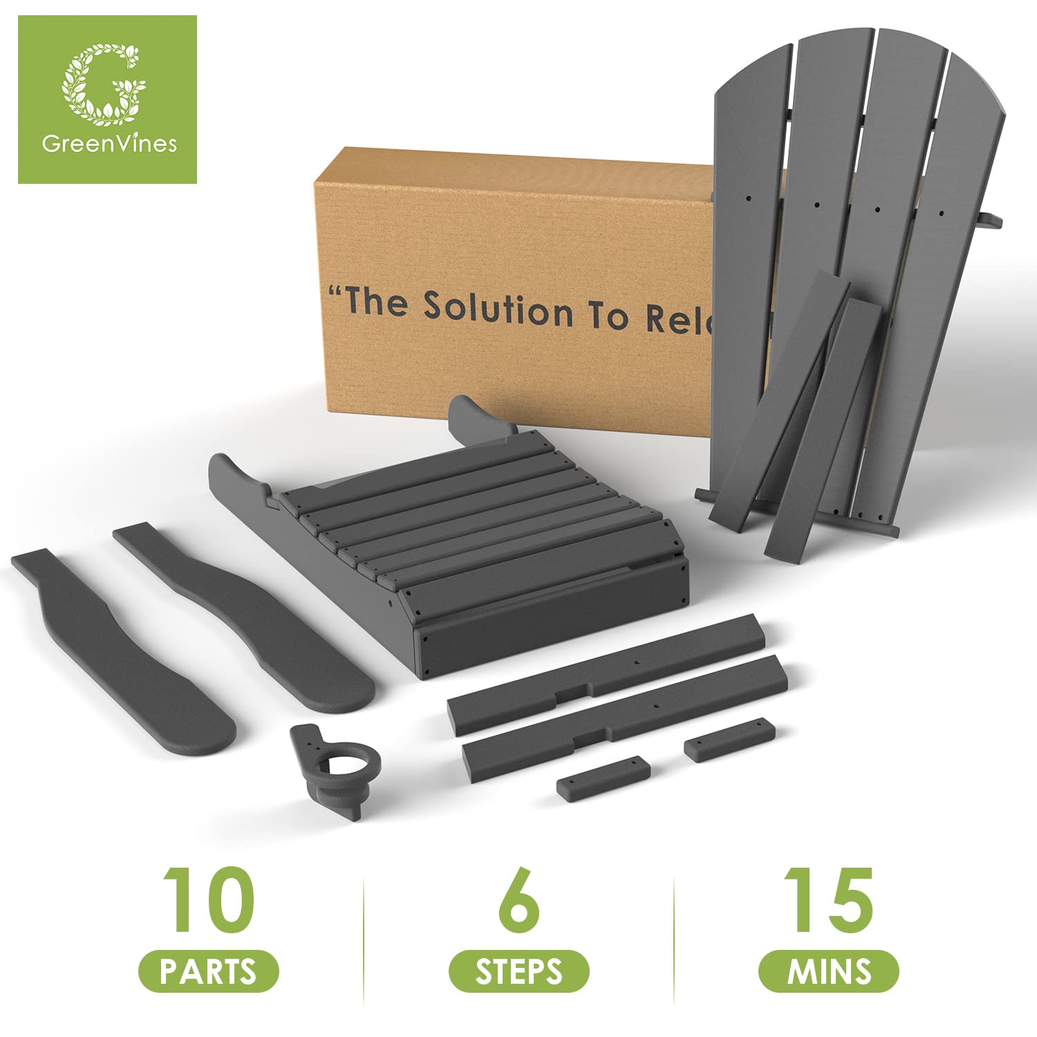 2-Pack Folding Adirondack Chairs with Cup Holders | Durable HDPE Plastic All-Weather Outdoor Furniture | Perfect for Backyard, Patio, Deck & Garden Relaxation by Fire Pit (Grey)