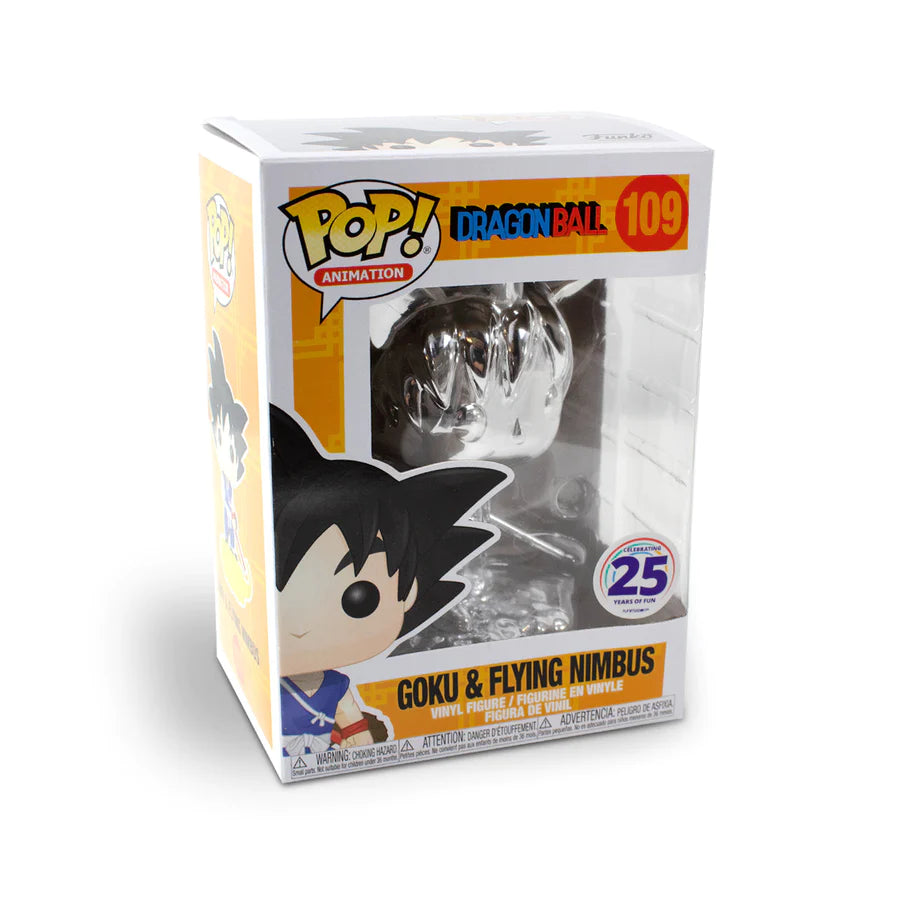 Dragon Ball Z Young Goku on Nimbus Cloud Funko Pop Vinyl Figure - Silver Chrome Exclusive #109 | Anime Collectible for Fans & Home Decor