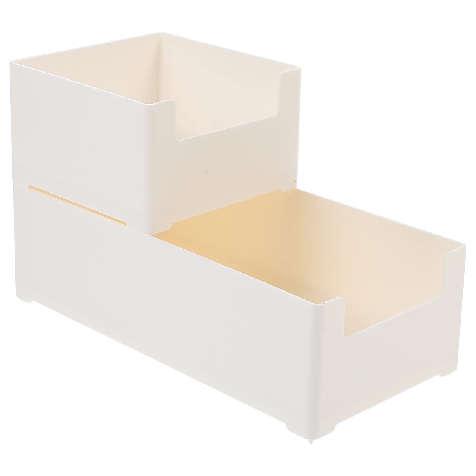Veemoon 2-Pack Japanese Style Stacking Desk Organizer Box - Stylish Table Storage Holder for Office, Home & School Supplies (Perfect for Pens, Paper Clips & Small Accessories)