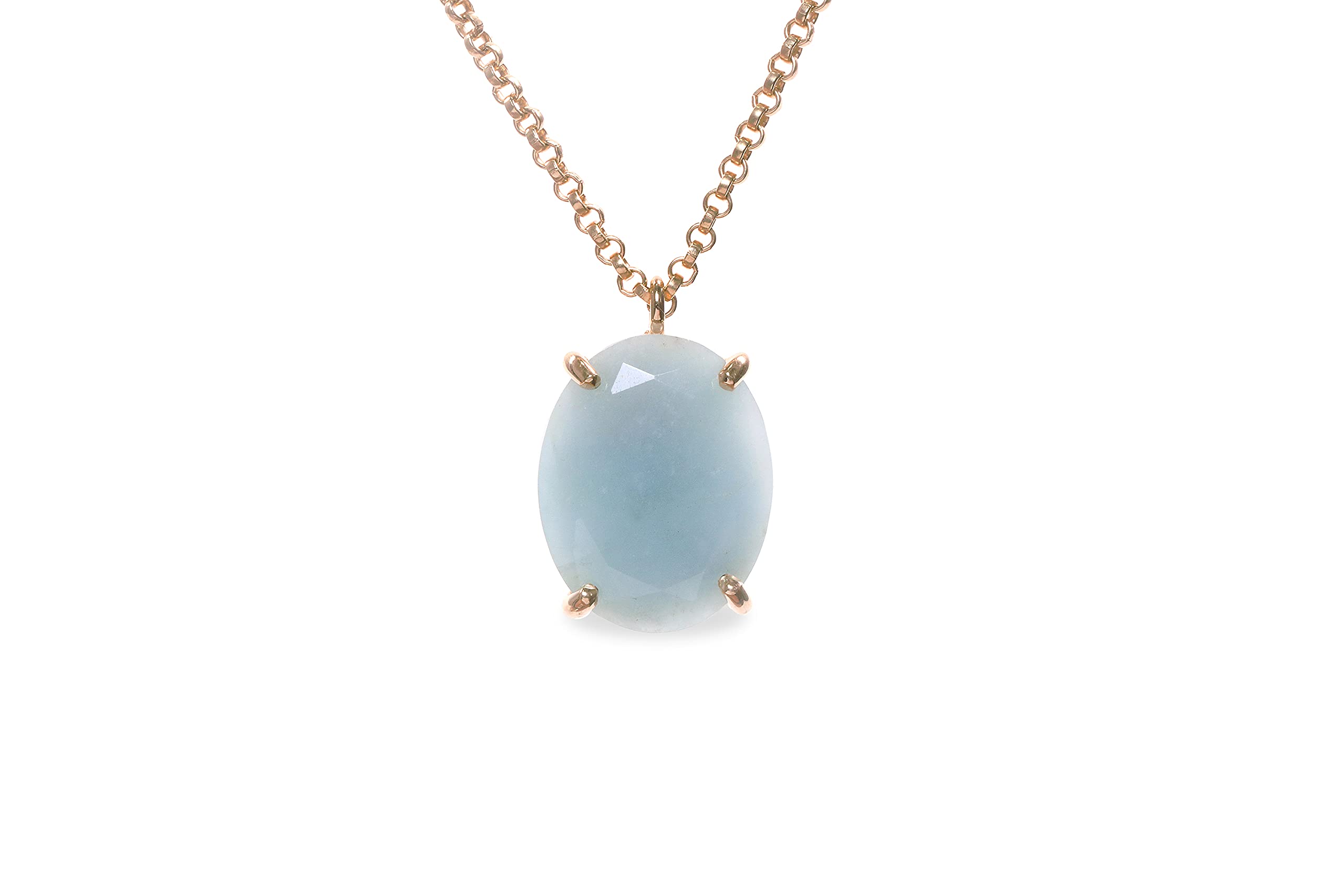 Anemone Jewelry Aquamarine Necklace - Elegant Oval Gemstone Pendant Necklace for Women - Customizable Length, Perfect for Bridal, Birthstone & Fashion Jewelry Gifts - Ideal for Weddings, Anniversaries & Everyday Wear
