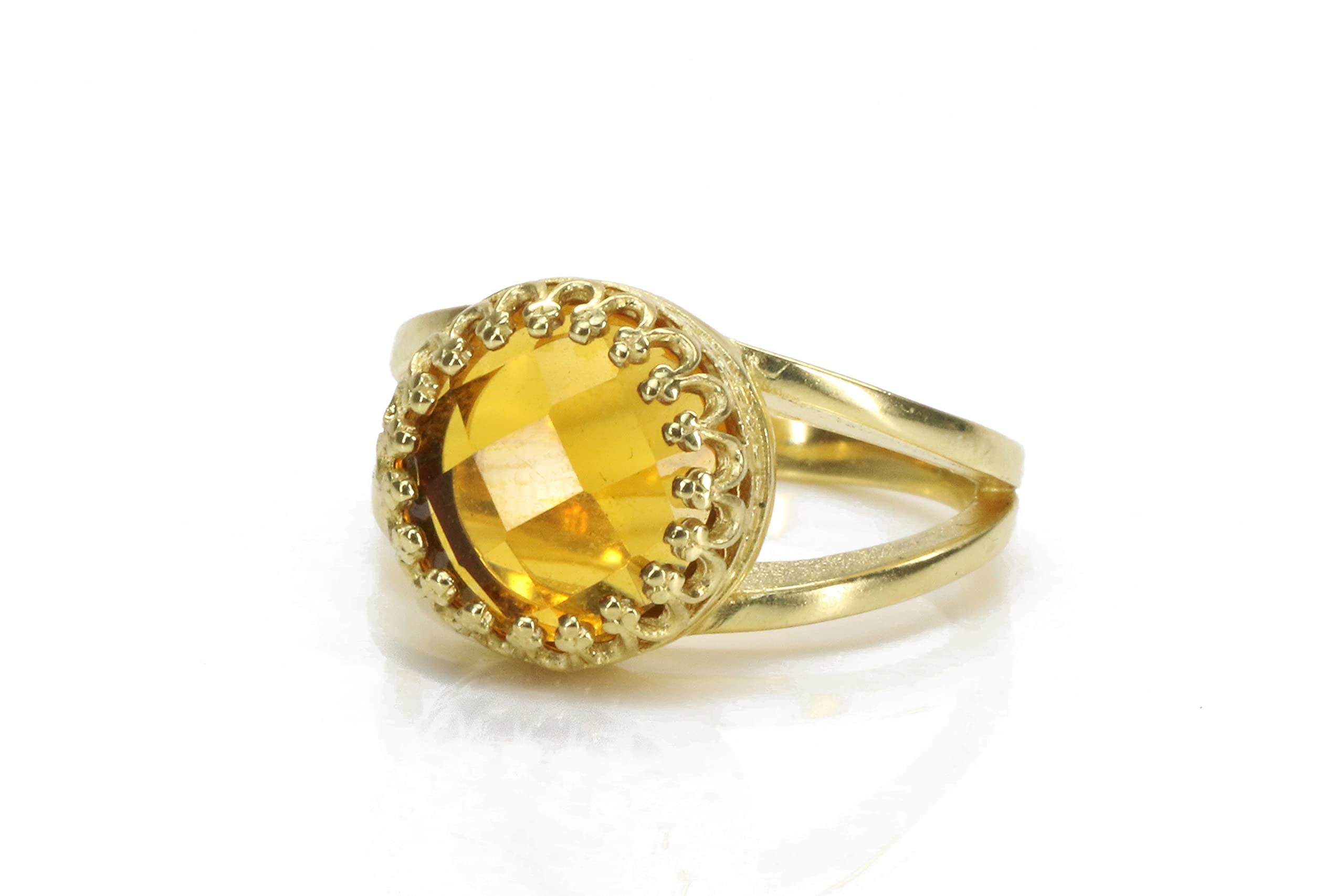 Vintage Citrine Ring for Women - Handmade Gold Jewelry for Gifts | Wedding, Anniversary