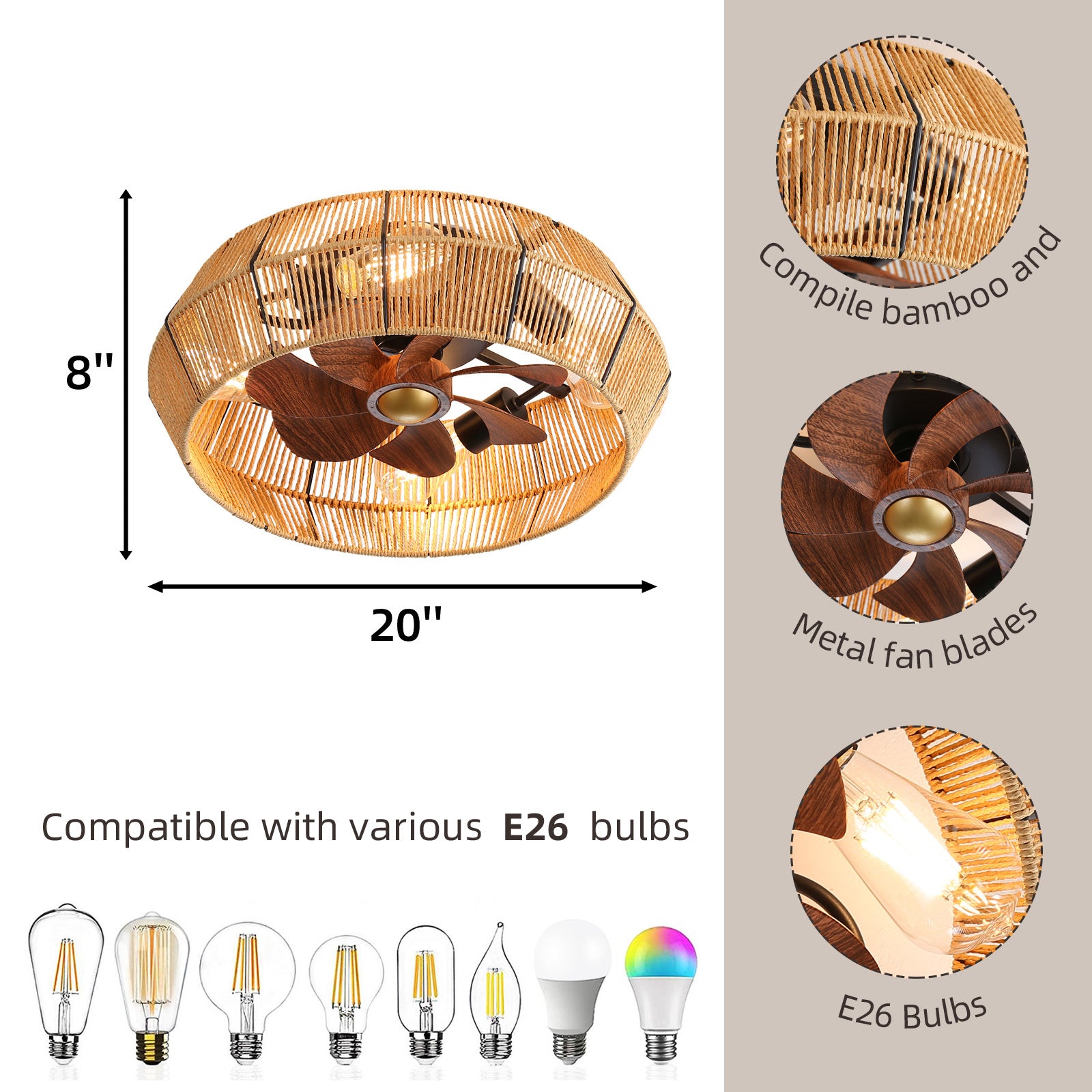 Remote Controlled Caged Ceiling Fan with LED Lights - Modern Industrial Style for Bedroom, Kitchen, Dining Room & Living Room | Perfect for Home Cooling and Decoration