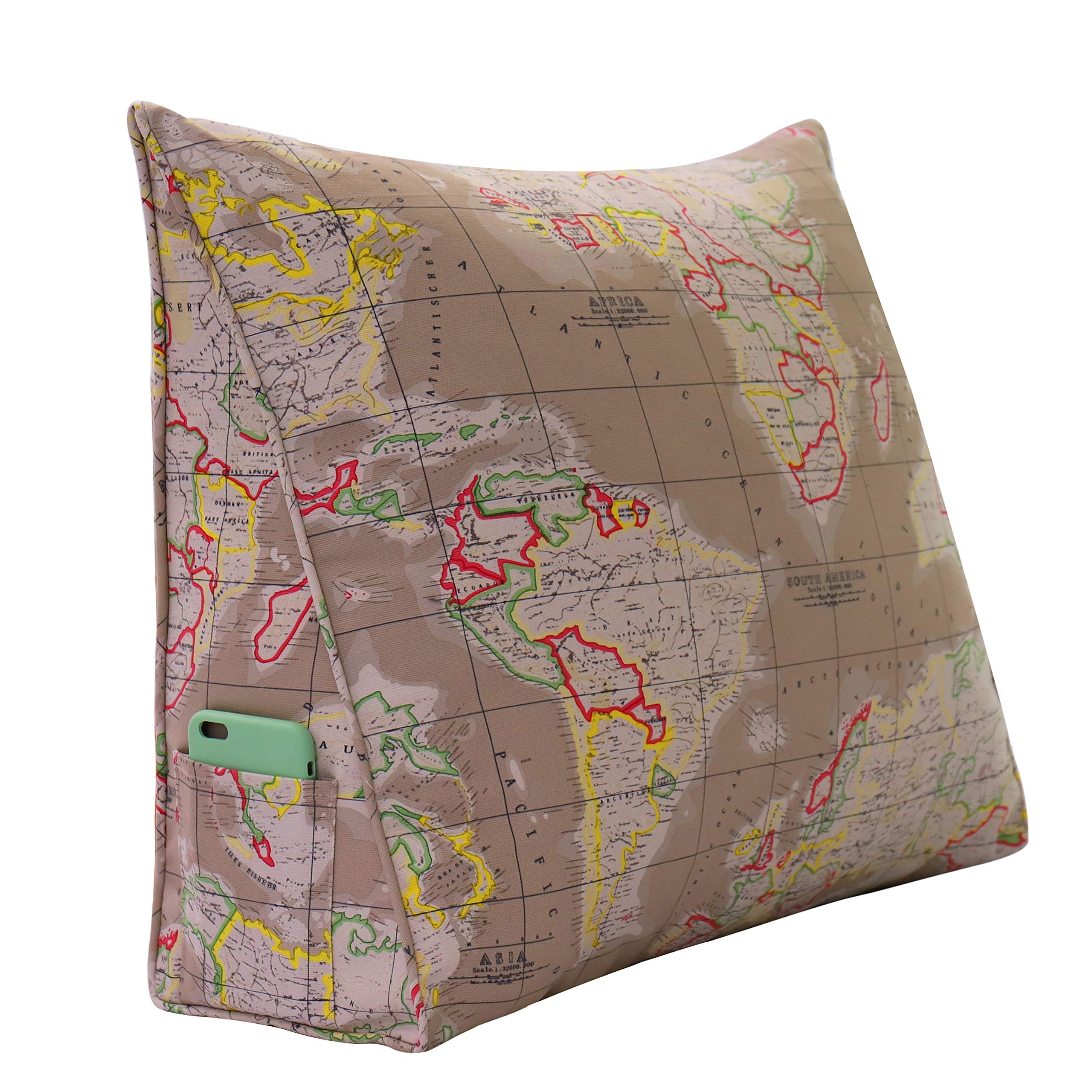 Ergonomic Reading Pillow for Bed - VERCART Wedge Backrest with Decorative Pattern, 24x8x20 Inches - Perfect for Sitting in Bed, Reading, Watching TV & Relaxing - Great as Sofa Bolster or Back Support Cushion