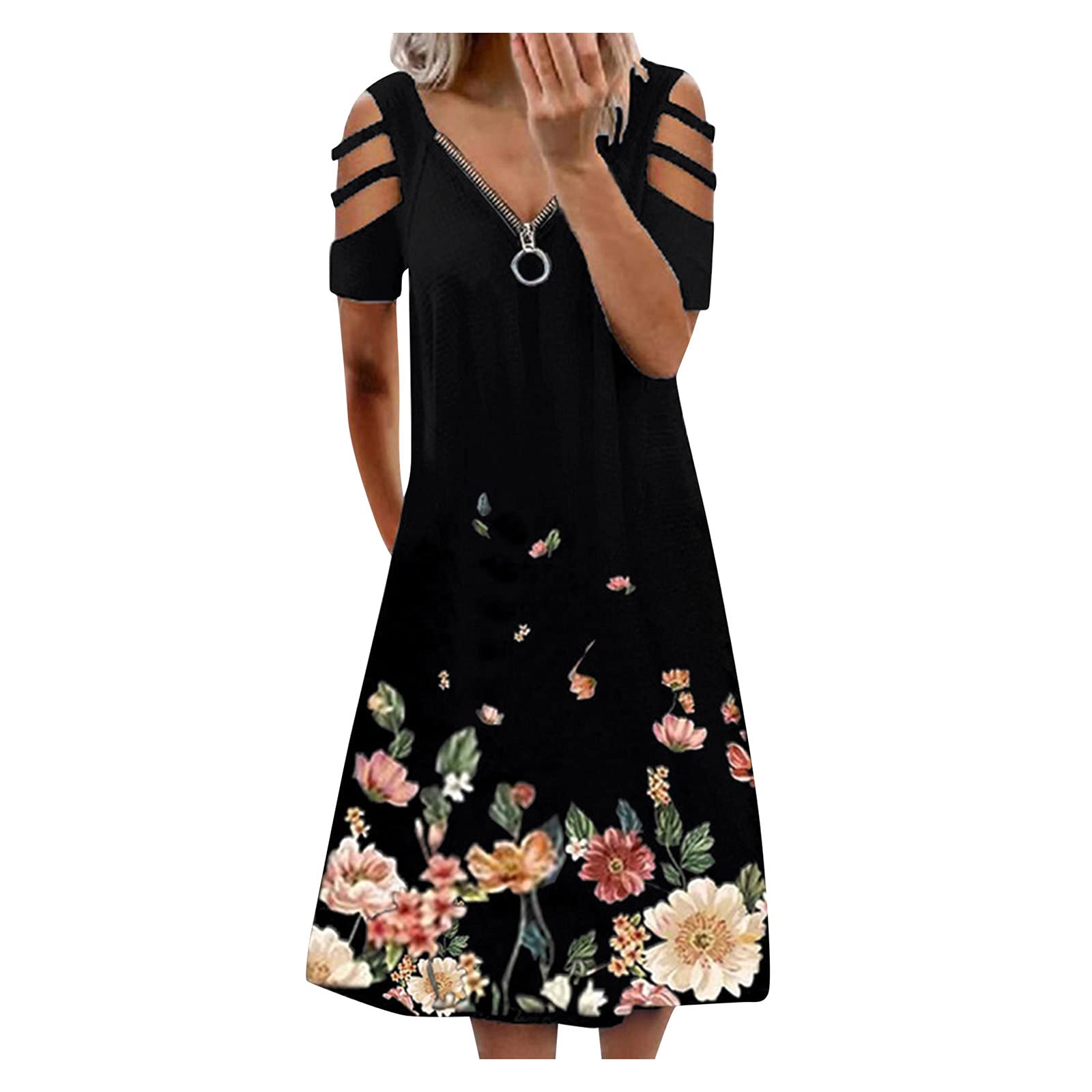 Women's Summer V-Neck T-Shirt Dress - Casual Solid Color Bodycon Beach Tunic for Vacation, Party & Everyday Wear