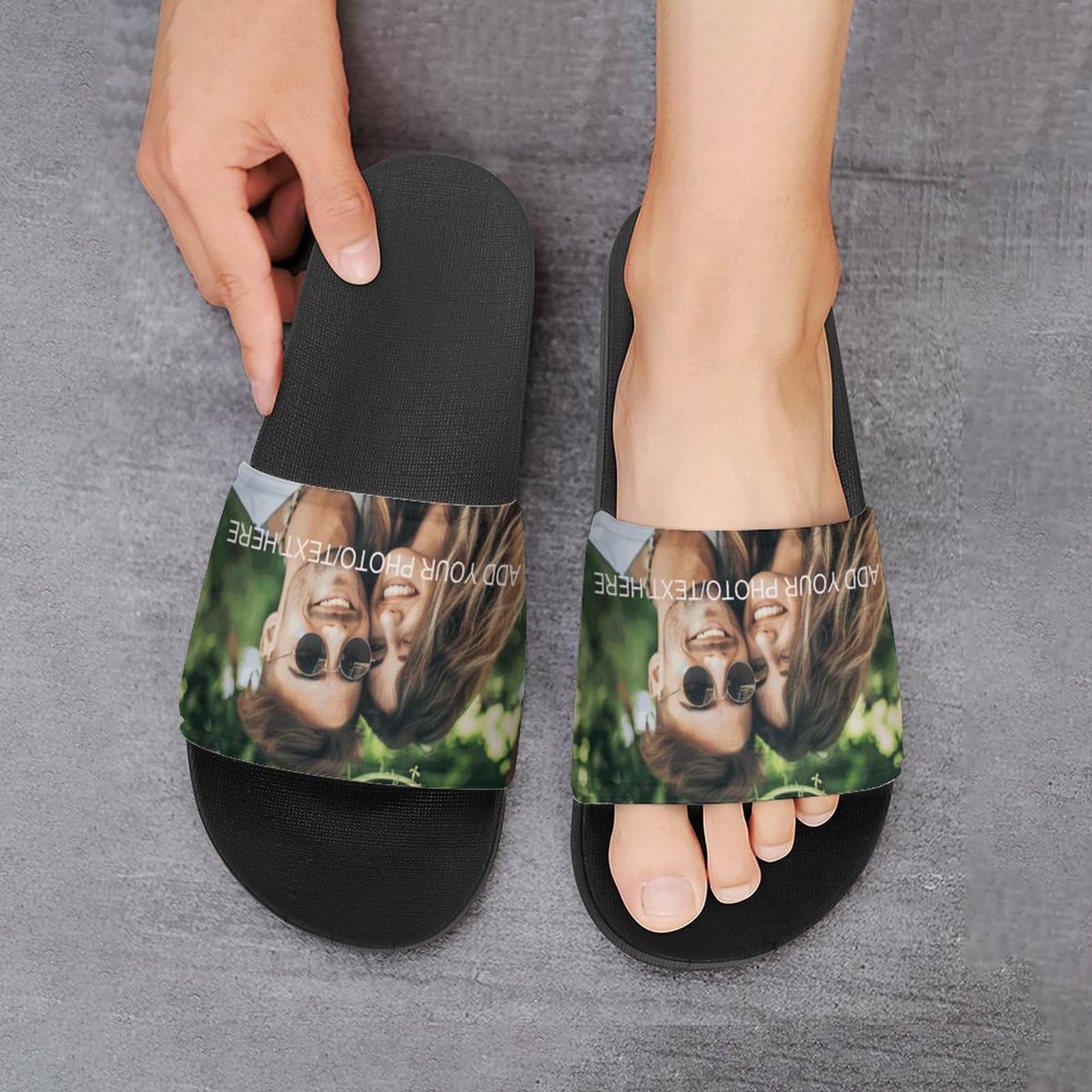 Personalized Custom Slides Slippers with Name & Photo - Comfy Warm House Shoes for Women & Men - Indoor/Outdoor Wear - Perfect Gift for Birthday, Anniversary & Holidays