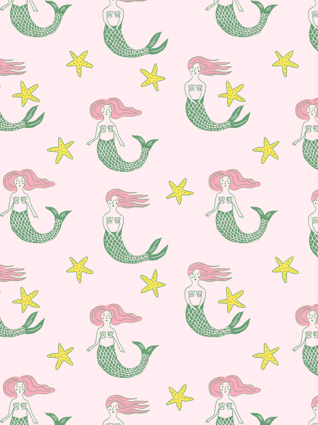 Tea Collection Mermaid Wallpaper in Pale Pink - Perfect for Nursery, Kids' Room & Coastal-Themed Decor