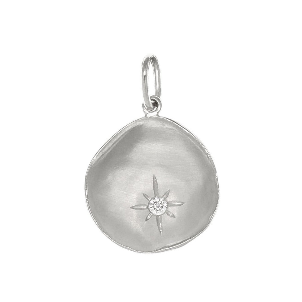 Luna Single Star Coin Charm - Elegant Silver Pendant for Necklace, Bracelet & Jewelry Making - Perfect for Gifts, Fashion Accessories & Boho Style