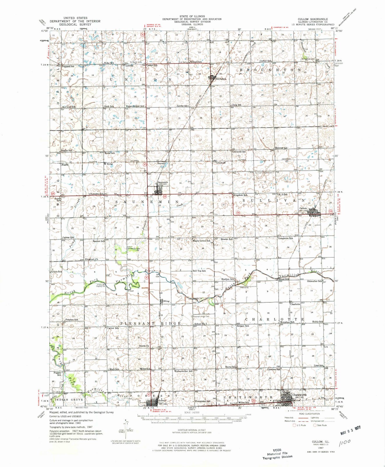 1947 Cullom, IL USGS Historical Topographic Map - Large 44x55 Inch Vintage Illinois Wall Art - Perfect for Home Decor, Office & Classroom Geography Display