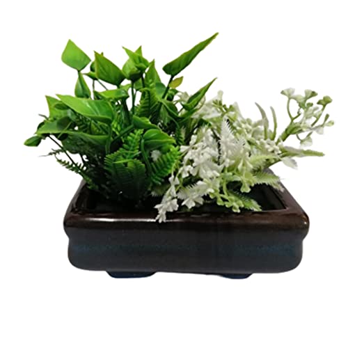Mini Boat Planter (Black) W/ Artificial Flower