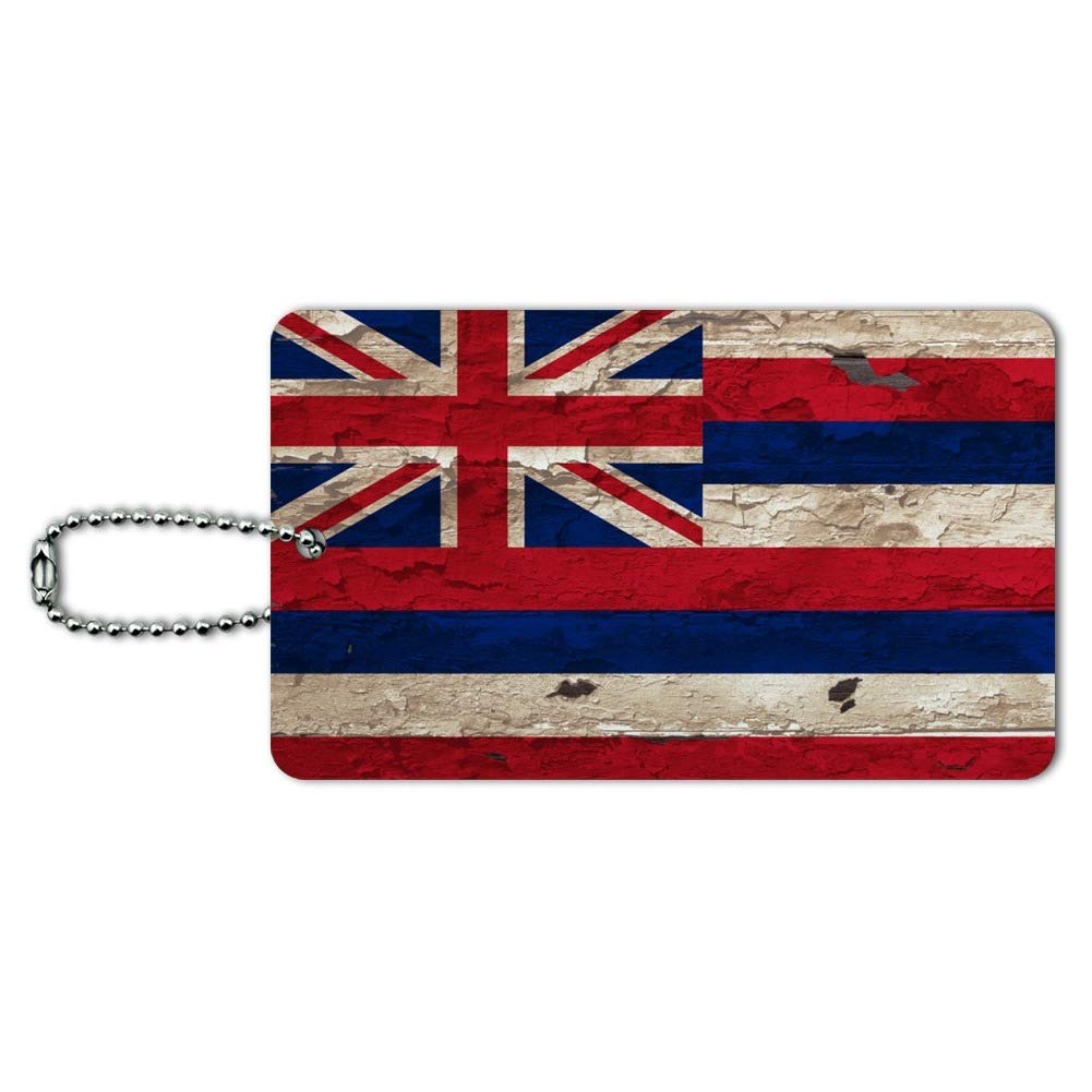 Vintage Distressed Hawaii State Flag Luggage Tag - Personalized Suitcase ID Tag for Travel & Carry-On Bags - Perfect for Vacation, Beach Trips & Hawaiian-Themed Travel Accessories