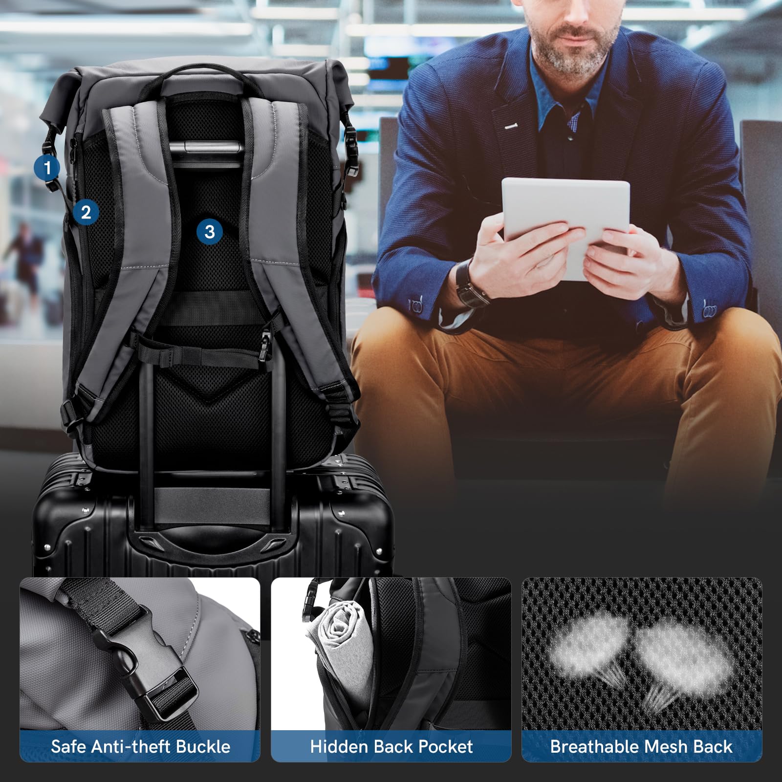 Kingsons Anti-Theft Waterproof Travel Laptop Backpack for Men & Women - Lightweight Business Computer Bag Fits 15.6 Inch Laptop & Notebook - Perfect for Commuting, Air Travel and Office Use