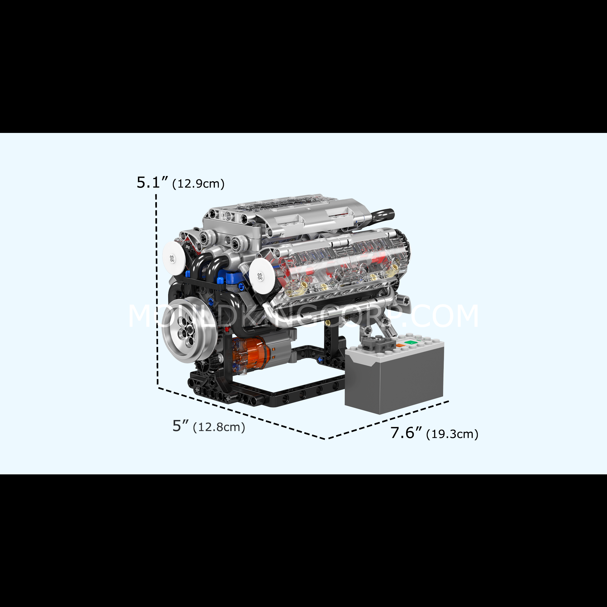 Mould King 10088 Motorized V8 Engine Model Building Kit - 535 Pieces STEM Educational Toy for Adults & Teens | DIY Assembly, Engineering Learning, Home Office Display