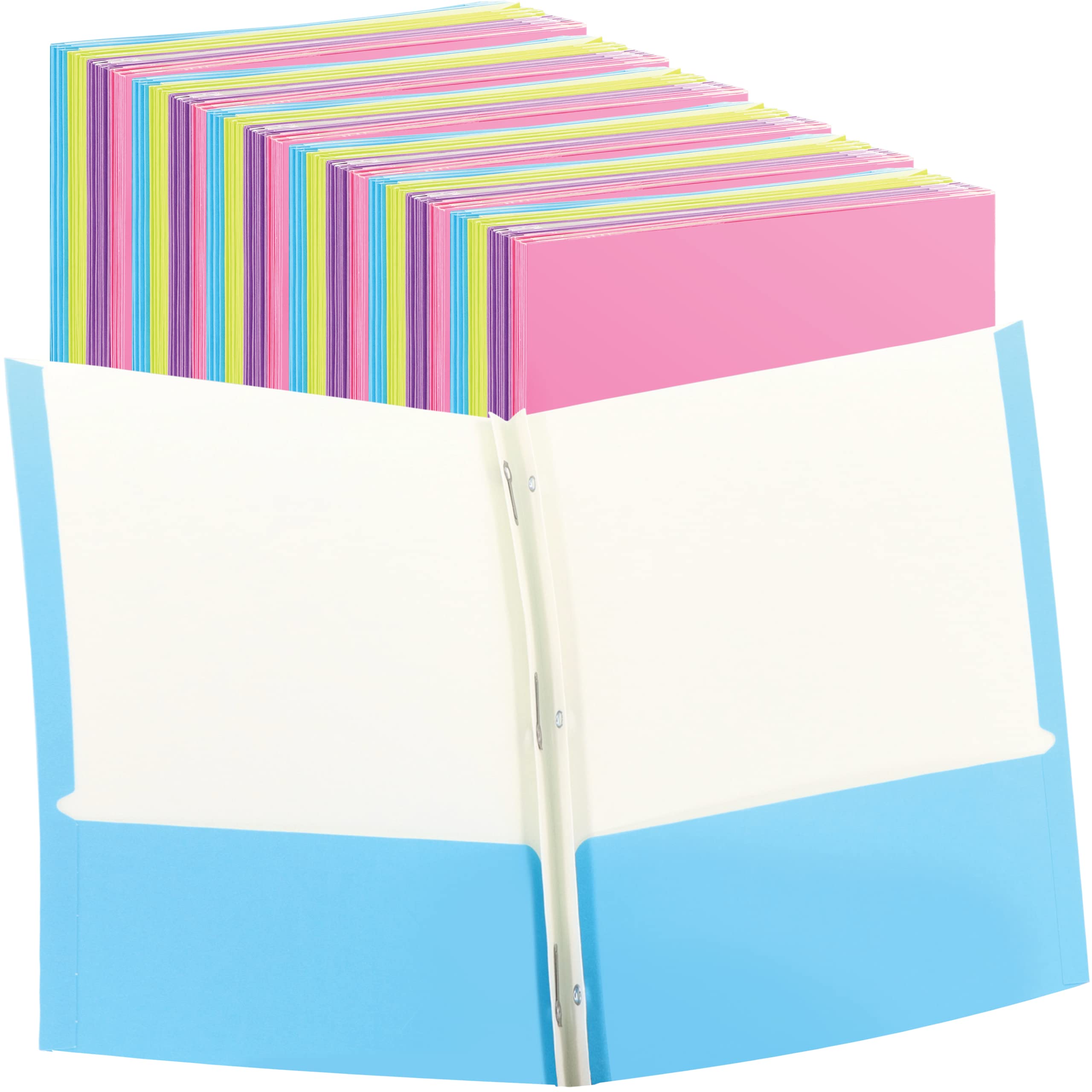 Enday 192-Pack 2-Pocket Folders with 3-Prong Fasteners - Letter Size School & Office Supplies in Blue, Purple, Green, Pink - Perfect for Classroom Organization, Homework Assignments & Document Storage