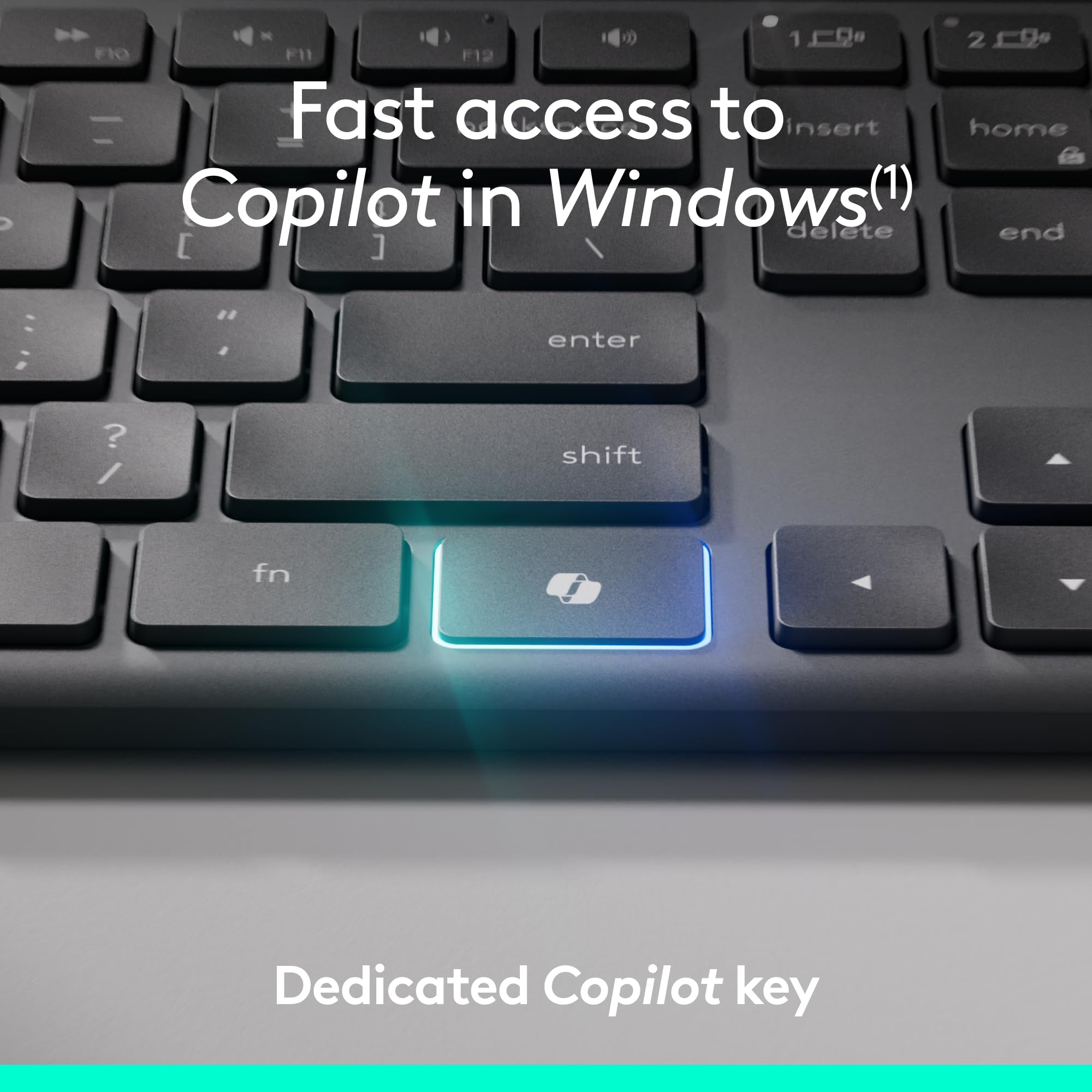 Logitech Signature Slim MK955 Wireless Keyboard and Mouse Combo for Business | Microsoft Copilot Edition, Quiet Typing, Bluetooth & Secure USB Receiver, Graphite - Perfect for Office, Remote Work & Windows Productivity