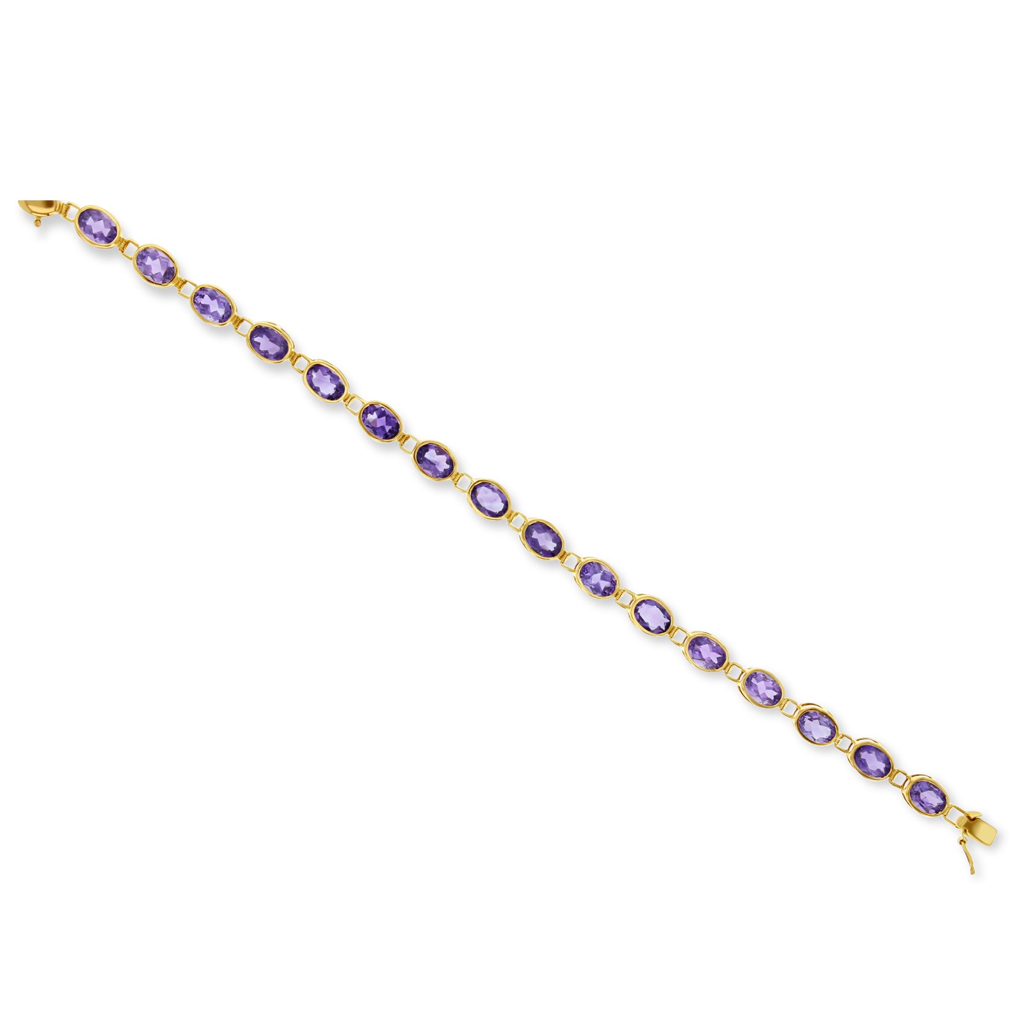 14k Yellow Gold Oval Amethyst Tennis Bracelet for Women - Elegant Jewelry Gift for Birthday, Anniversary & Special Occasions