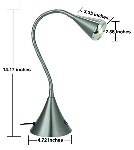 HomeFocus - 5W LED Desk Lamp with 3000K Warm White Light, Touch Dimmable 3 Modes, Eye-Caring Reading & Night Light, Satin Nickel Metal Design - Perfect for Home Office, Study, Bedside Table, and Dorm Room Lighting