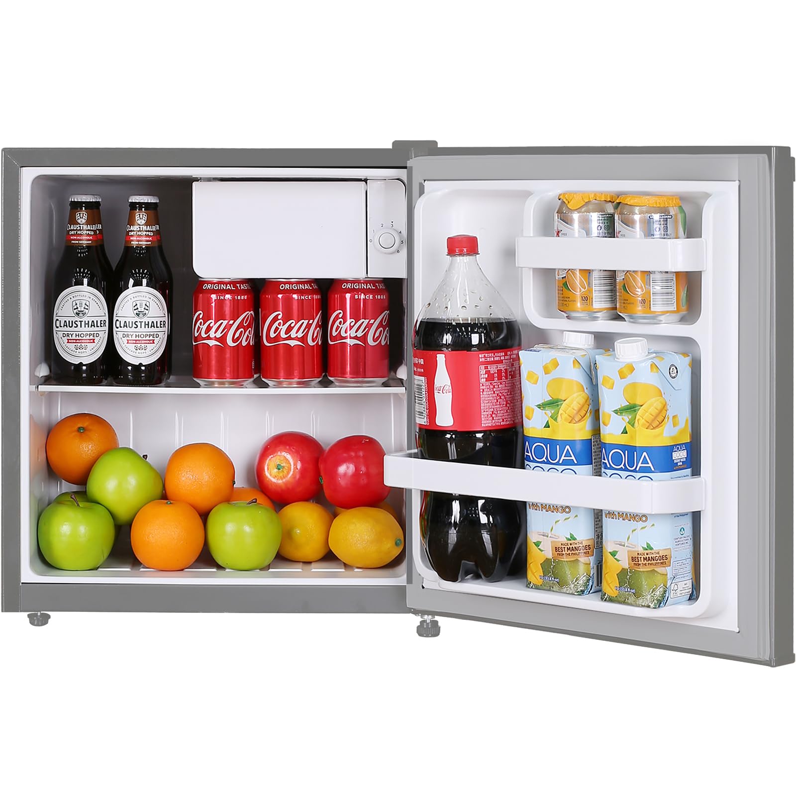 Frestec 1.7 Cu.Ft Compact Mini Fridge with Freezer - Stainless Steel Small Refrigerator for Dorm, Office, Apartment & Bedroom | Perfect for Snacks, Drinks & Personal Food Storage