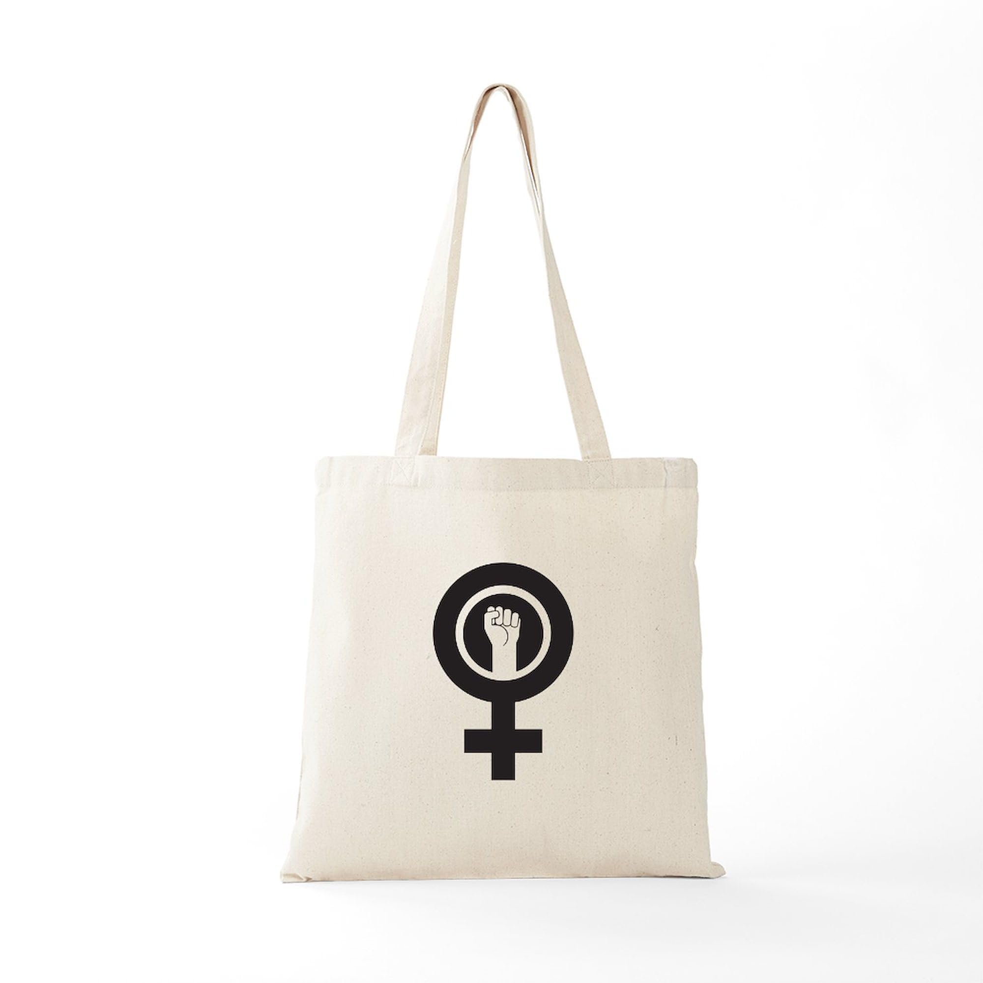 Feminist Power Tote Bag - Natural Canvas Reusable Shopping Bag for Women | Eco-Friendly Grocery Tote for Work, School & Protest Rallies