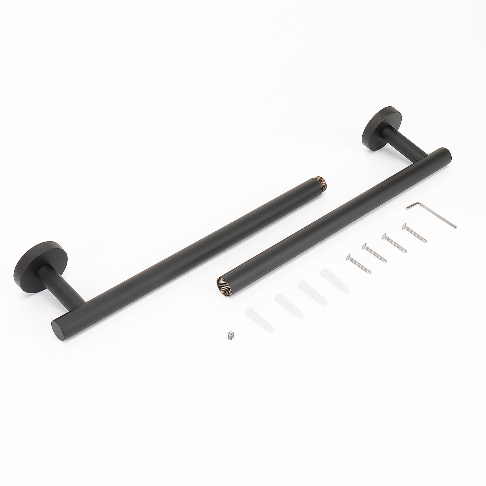 Premium Stainless Steel Towel Rack - 24 Inch Matte Black Wall Mounted Bathroom Towel Holder | Heavy Duty Shower Accessory for Spa, Hotel & Home Bathroom Organization (1 Pack)