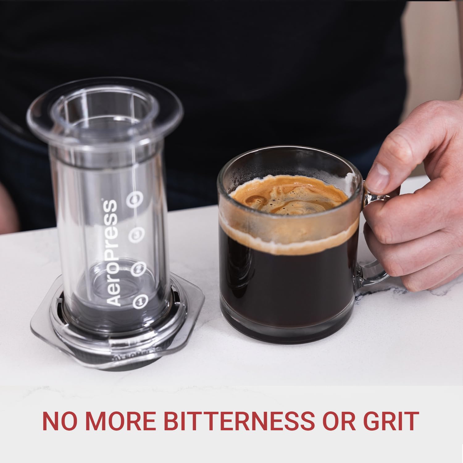 AeroPress Clear Coffee Maker – 3-in-1 Brewing System for French Press, Pour Over & Espresso | Smooth Full-Bodied Coffee Without Bitterness | Compact Travel Coffee Press for Camping, Office & Home Use | BPA-Free Clear Design
