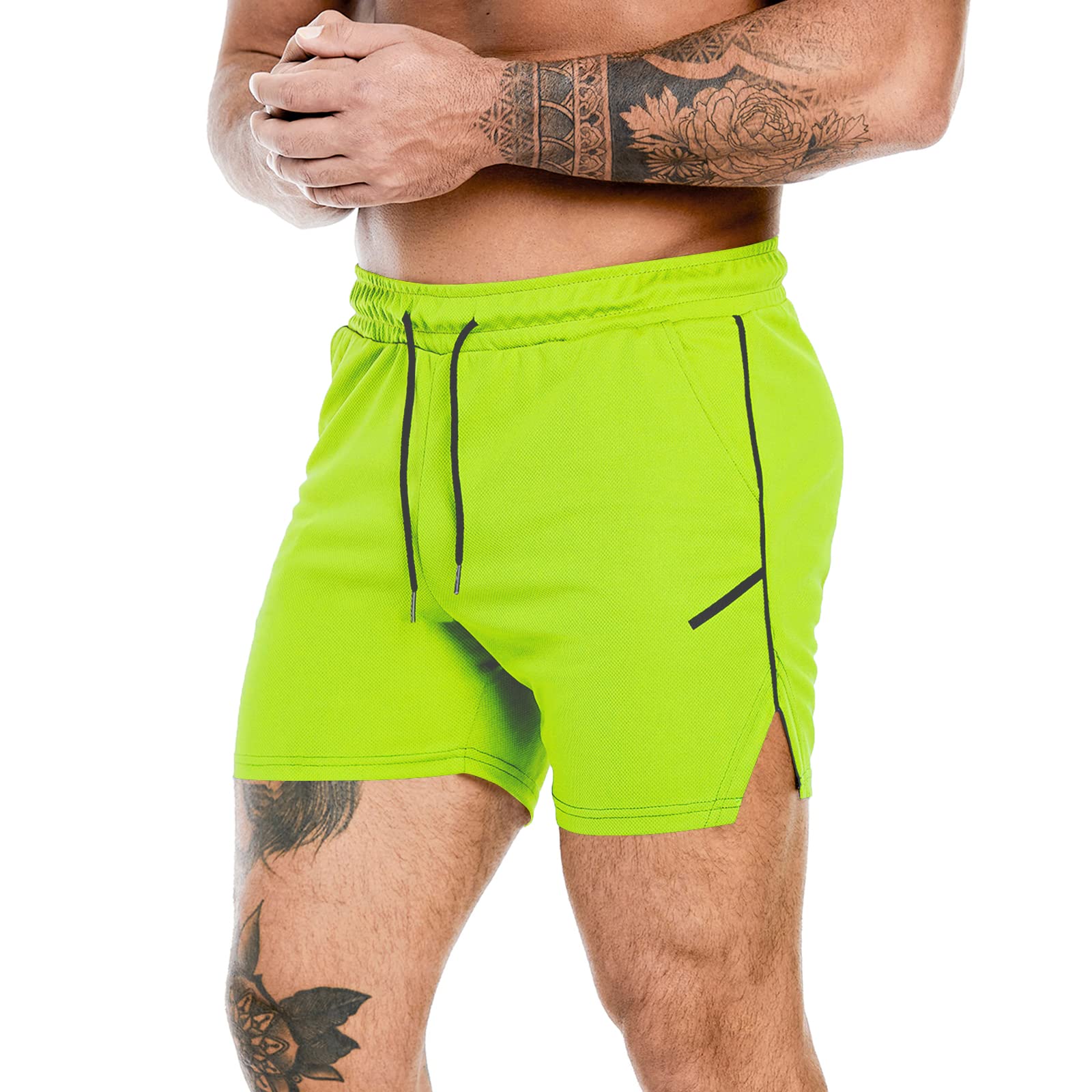 PIDOGYM Men's 5-Inch Workout Running Shorts - Lightweight Mesh Gym Athletic Short Pants for Bodybuilding, Training & Sports - Perfect for Running, Gym Workouts & Outdoor Activities