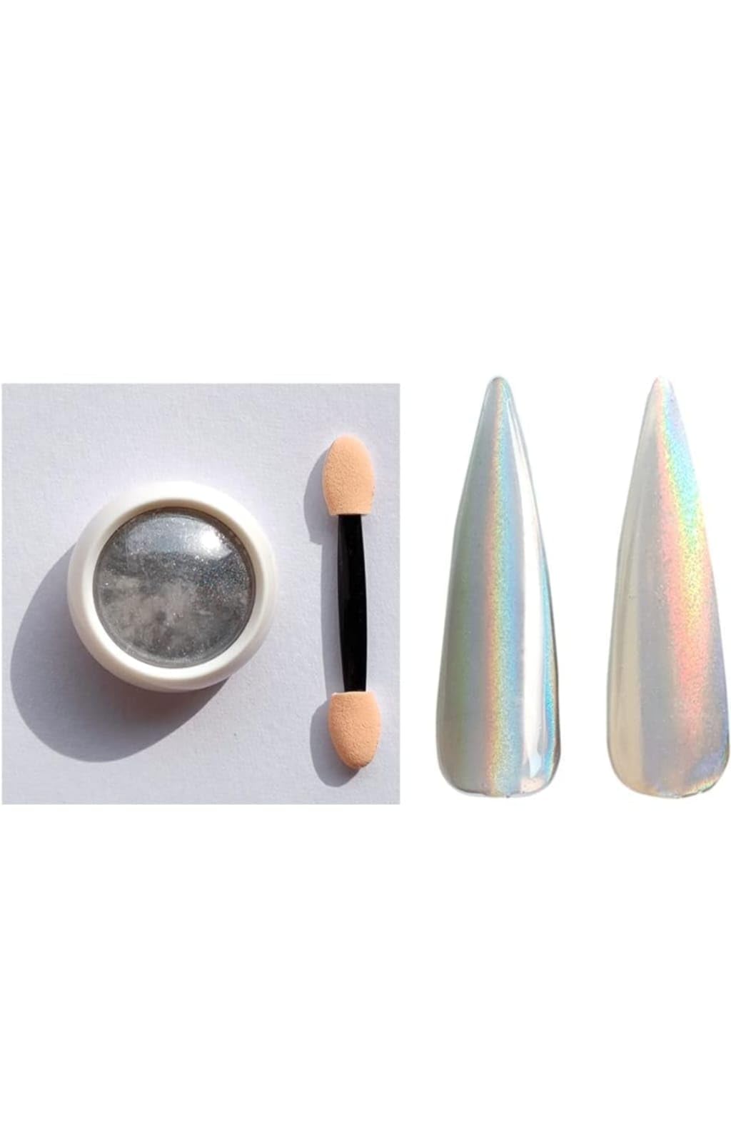 Holographic Chrome Nail Powder - Unicorn Pigment for Nail Art with Sponge Applicator | Perfect for DIY Nail Designs, Salon Manicures & Glitter Nail Art