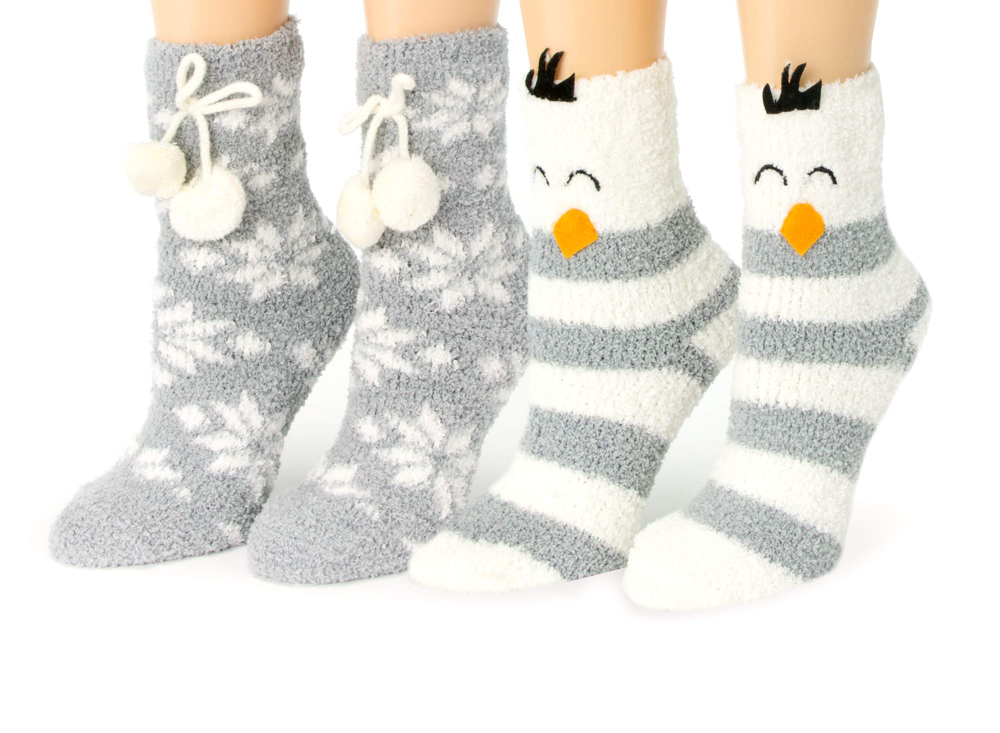Red Bene Women's Animal Fuzzy Socks - Cozy Winter Warm Slipper Socks for Women - Perfect for Home, Lounge & Gift Giving