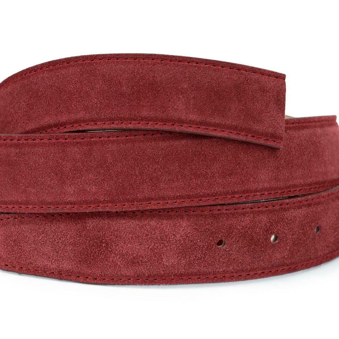 Burgundy Suede Belt Strap for Cartier Buckles - 35mm Genuine Leather Men's Belt for Formal & Casual Wear | Durable & Stylish Accessory
