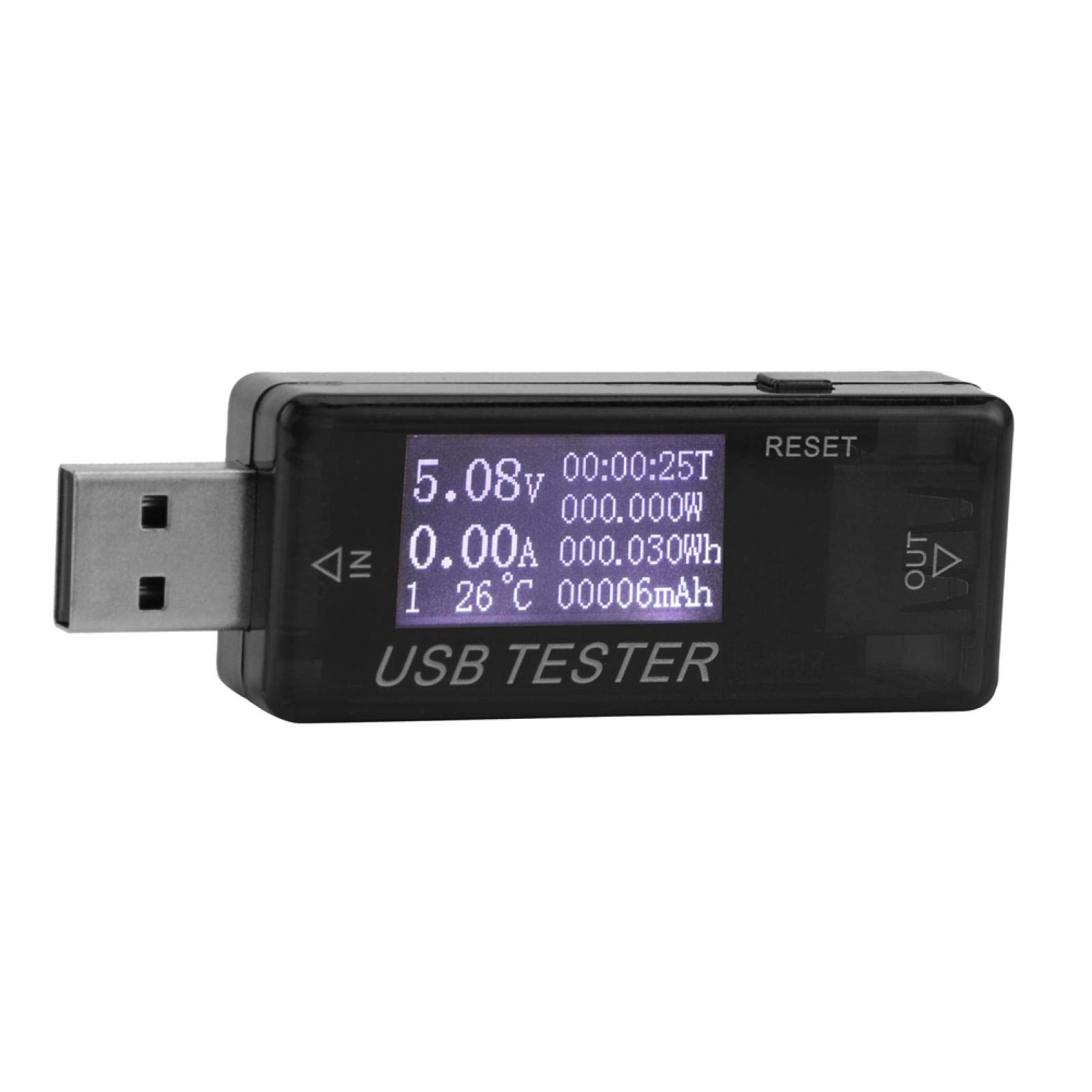 8-in-1 USB Tester with LCD Display - Digital Current Voltage Meter 0-5A for Industrial & Electronic Equipment - Durable Multifunctional Power Analyzer (Black) - Perfect for Testing Chargers, Power Banks & USB Devices