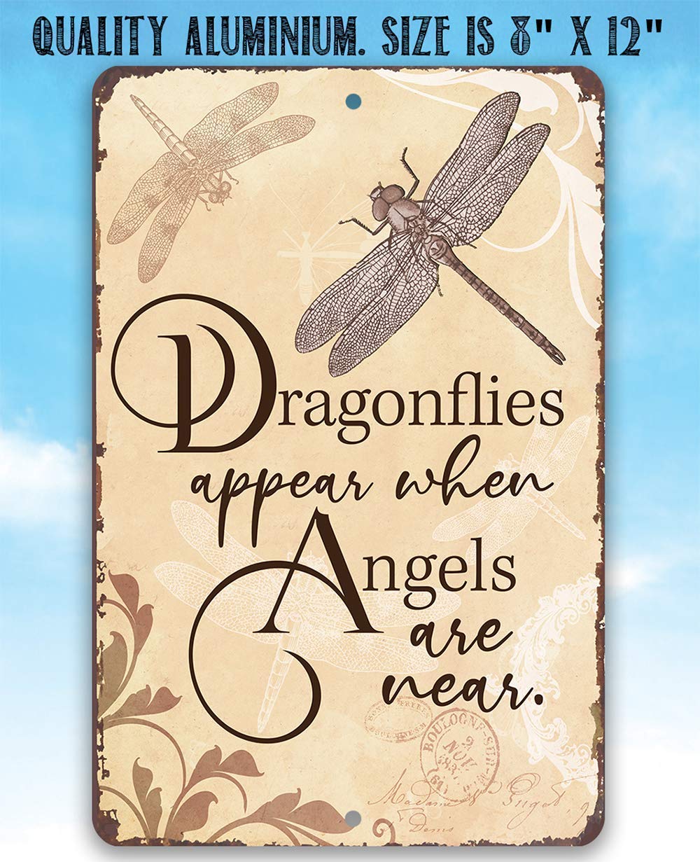 Dragonflies Metal Sign - 8x12 Inch Rustic Durable Indoor Outdoor Wall Decor - Perfect for Patio, Garden, Porch & Home Decoration Under $20