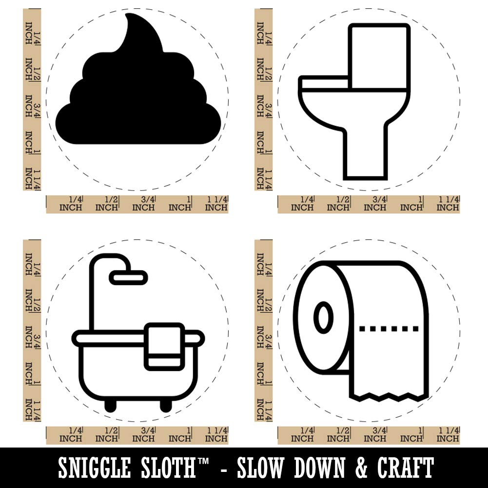1-1/4 Inch Large Rubber Stamp Set for Bathroom Decor, Bathtub Towel & Toilet Paper Roll Stamping - Perfect for DIY Crafts, Planners, and Home Organization