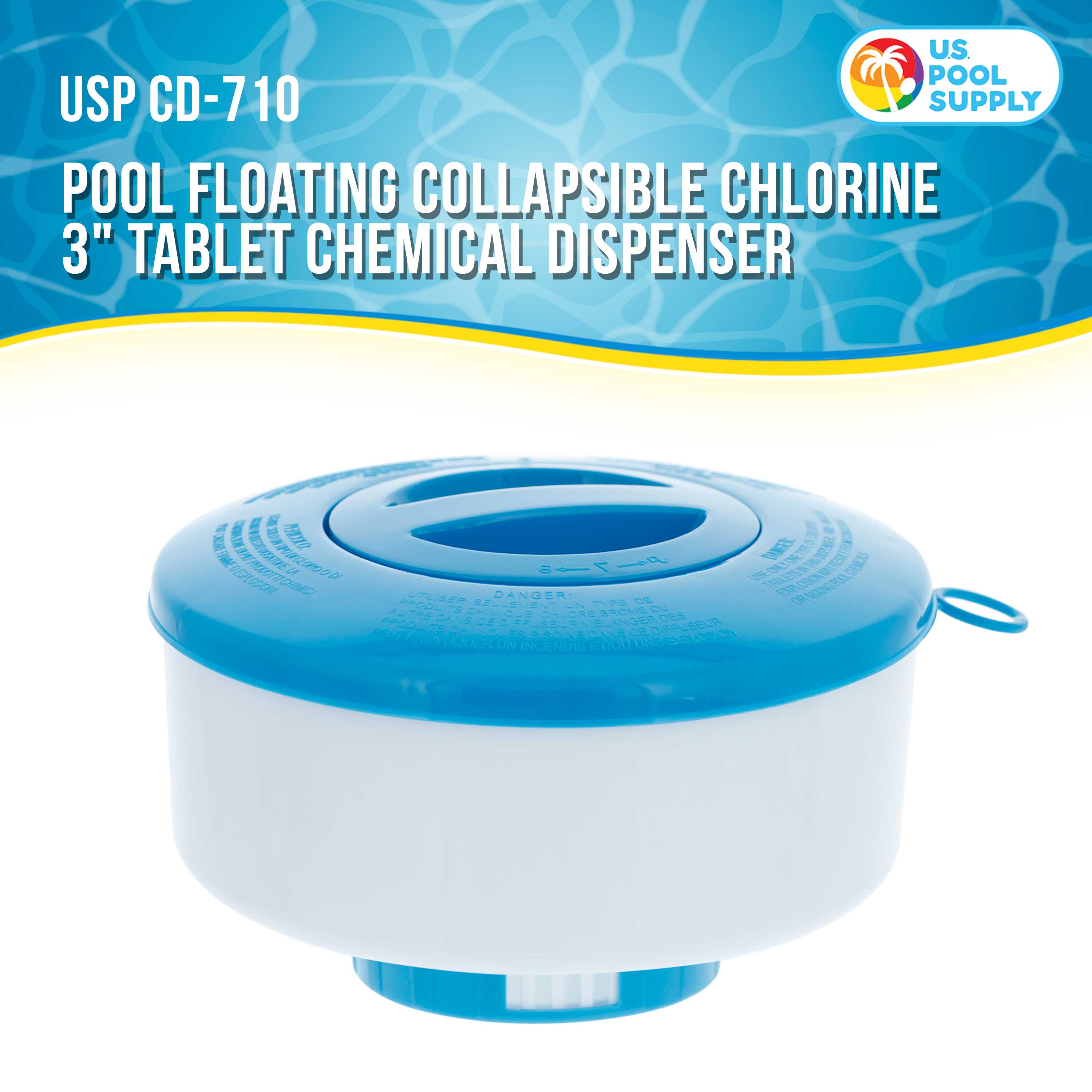 U.S. Pool Supply® Floating Chlorine Tablet Dispenser - 7 Inch Collapsible Chemical Dispenser for Swimming Pools | Perfect for Inground & Above Ground Pools, Spas & Hot Tubs