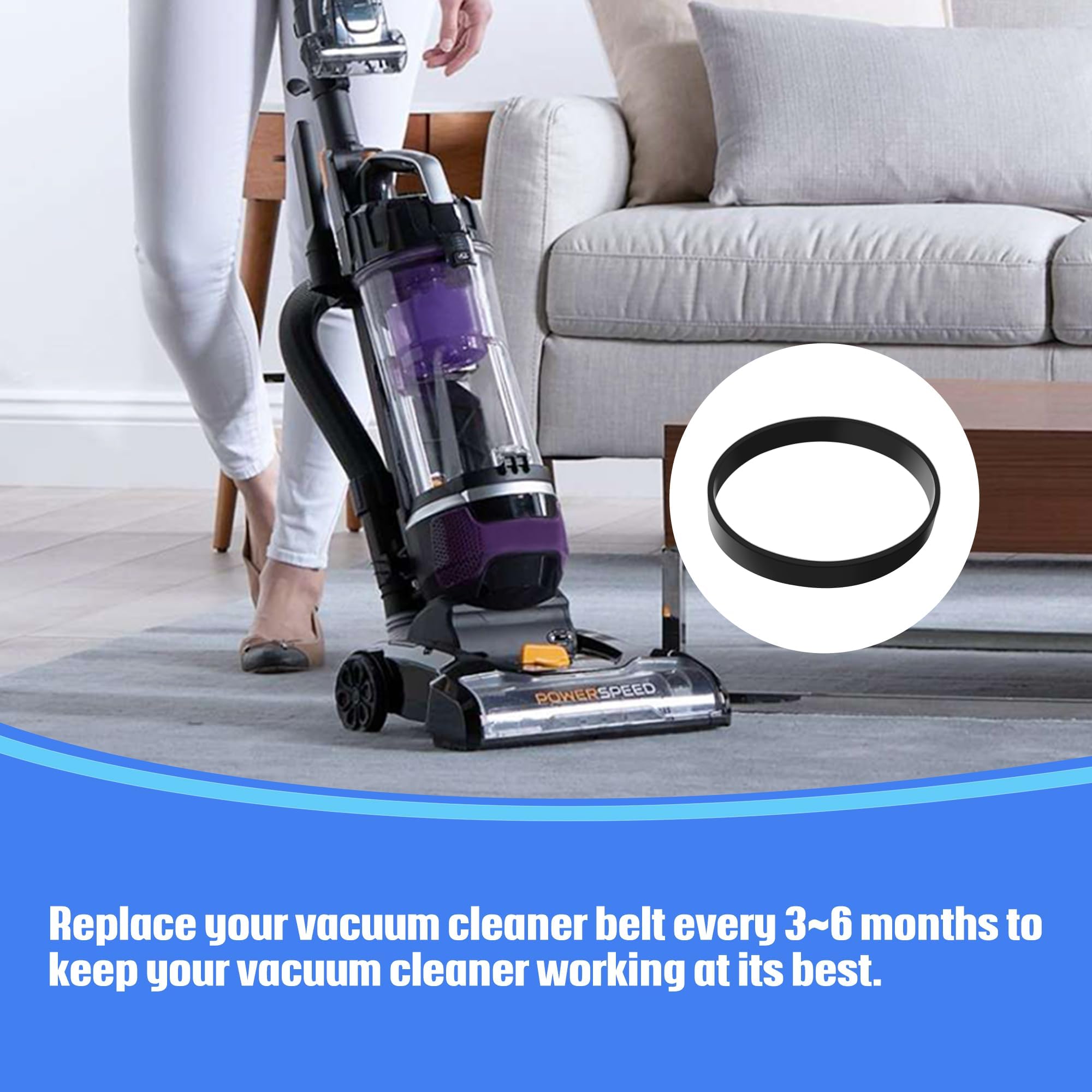 Eureka PowerSpeed Vacuum Cleaner Replacement Belt - 2 Pack (Fits Models NEU180, NEU182, NEU182A, NEU182B, NEU186) - Durable Vacuum Accessory for Quick & Easy Cleaning at Home or Office