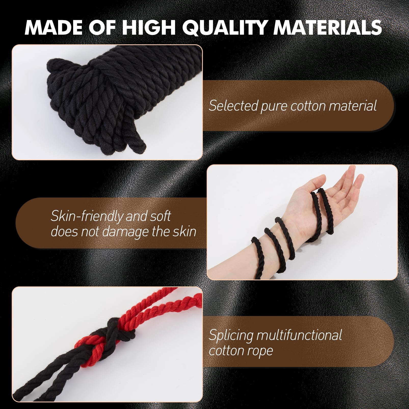 **UTIMI Shibari Bondage Rope Kit – 32ft/10m Soft Cotton BDSM Restraints for Couples, Beginners & Adults – 3-Pack Black SM Toys for Sensual Play, Spicing Up Romance & Roleplay Scenes**