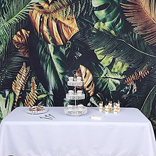 8 ft Vinyl Photography Backdrop Tropical Forest Leaves Printed - Wedding, Baby Shower, Birthday Party Decorations, Photo Booth Background