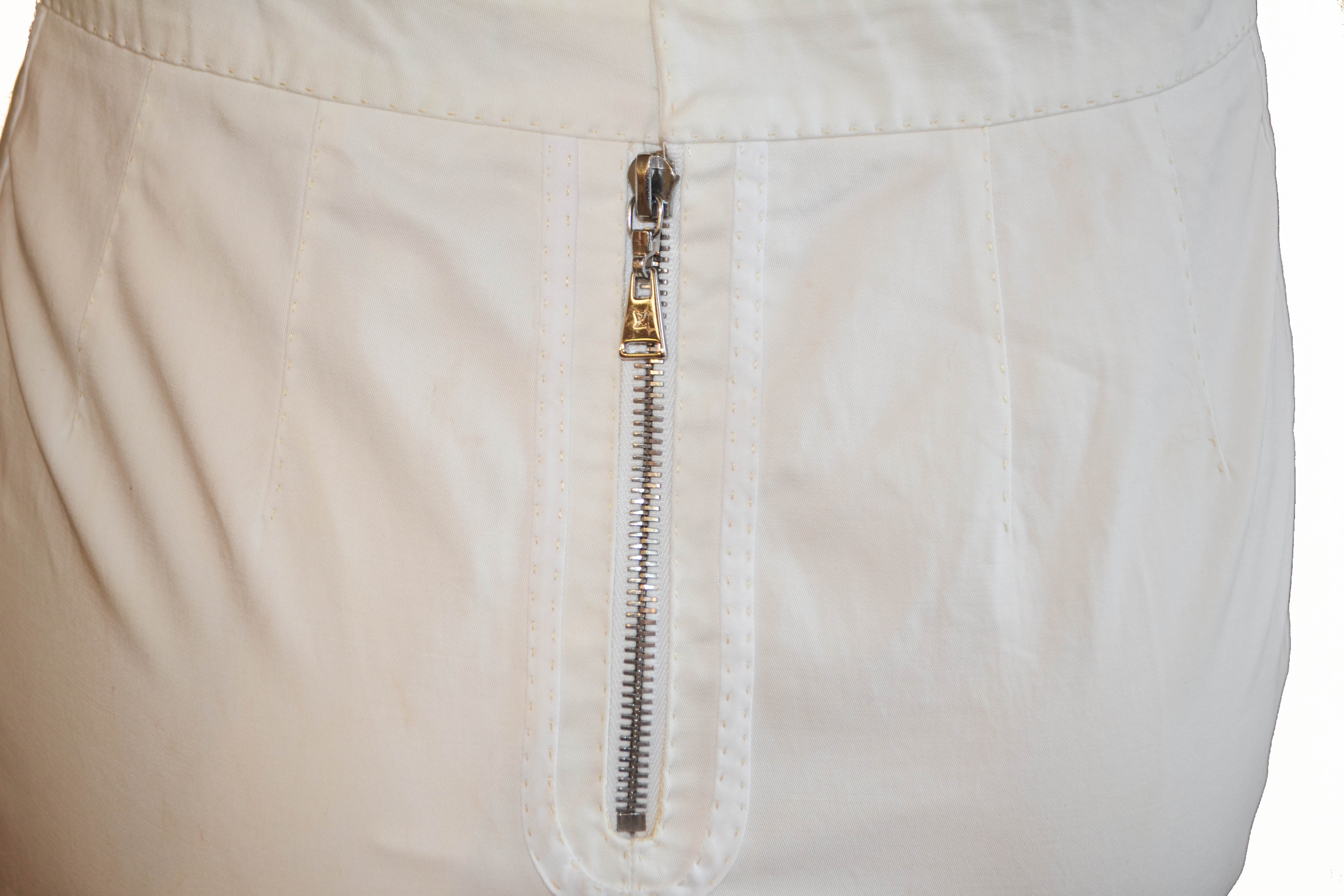 Authentic Louis Vuitton Women's White Skirt Size 36 - Luxury Designer A-Line Skirt for Women, Perfect for Parties, Weddings & Office Wear