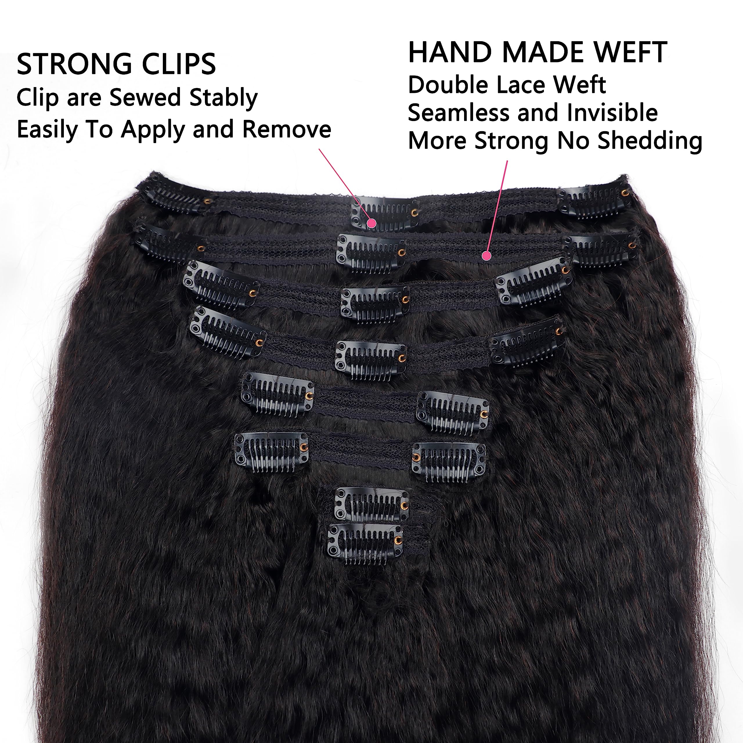 100% Unprocessed Brazilian Virgin Human Hair Clip-In Extensions – 8pcs Kinky Straight 14