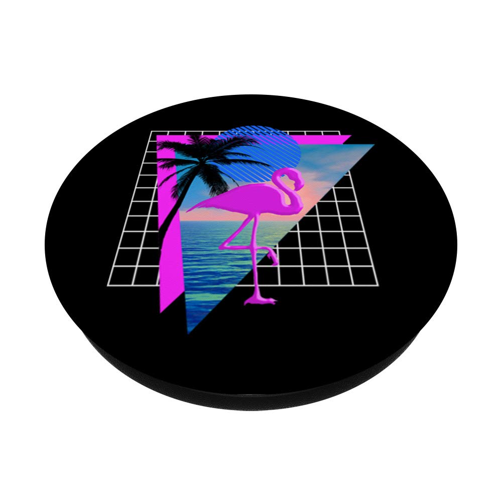 Vaporwave Flamingo Palm Tree Print - Otaku Aesthetic for Room Decor