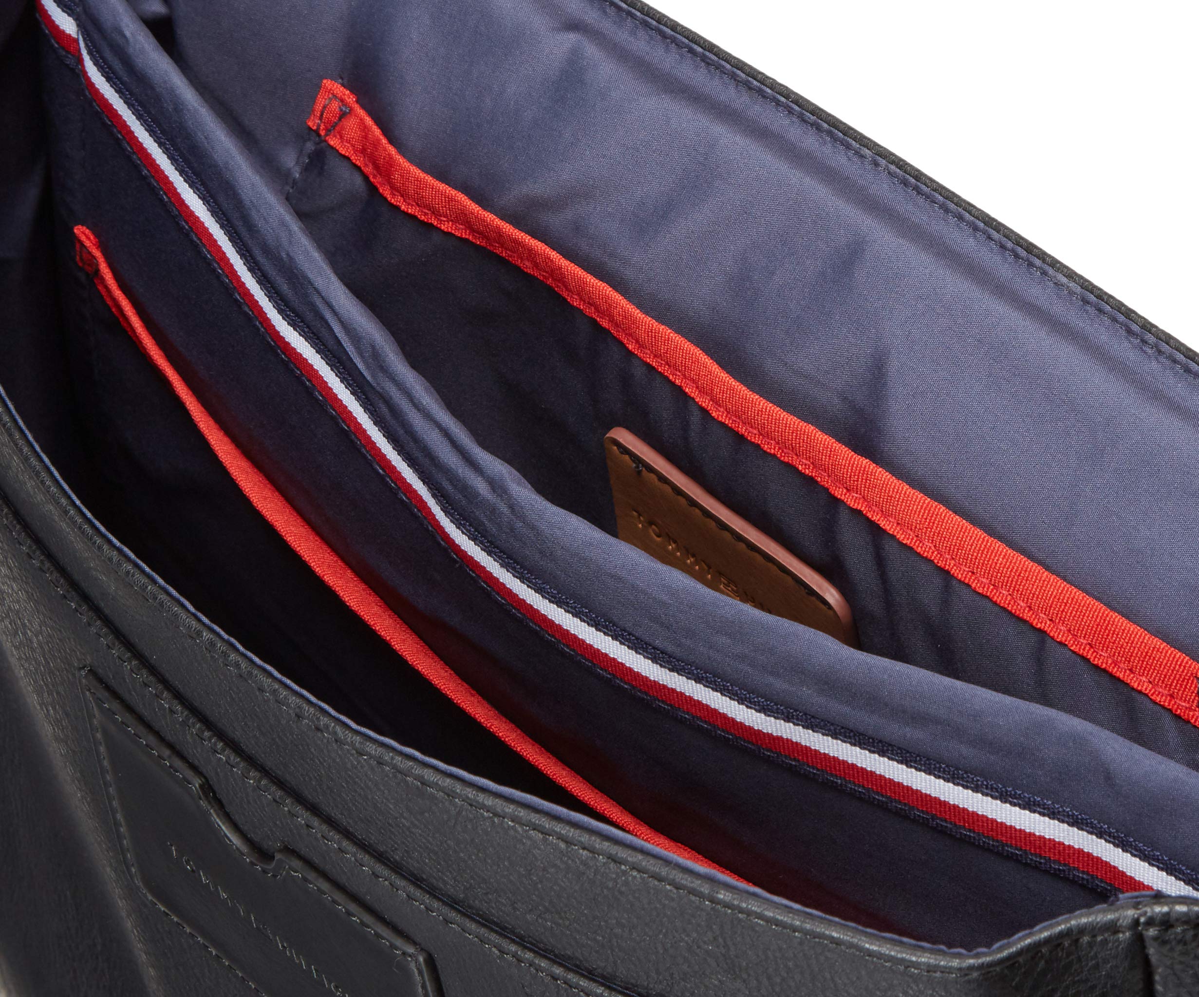 Tommy Hilfiger Men's Leo Messenger Bag - Stylish Crossbody Laptop Bag for Work, Travel & College | Durable Nylon with Leather Trim | Business & Casual Use